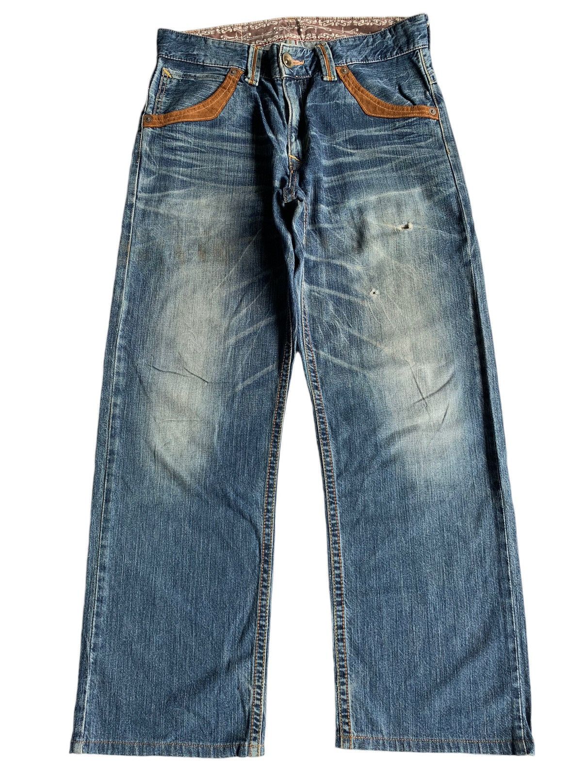VINTAGE EDWIN XV NAVAJO STYLE FADED & RUSTY JAPANESE DENIM