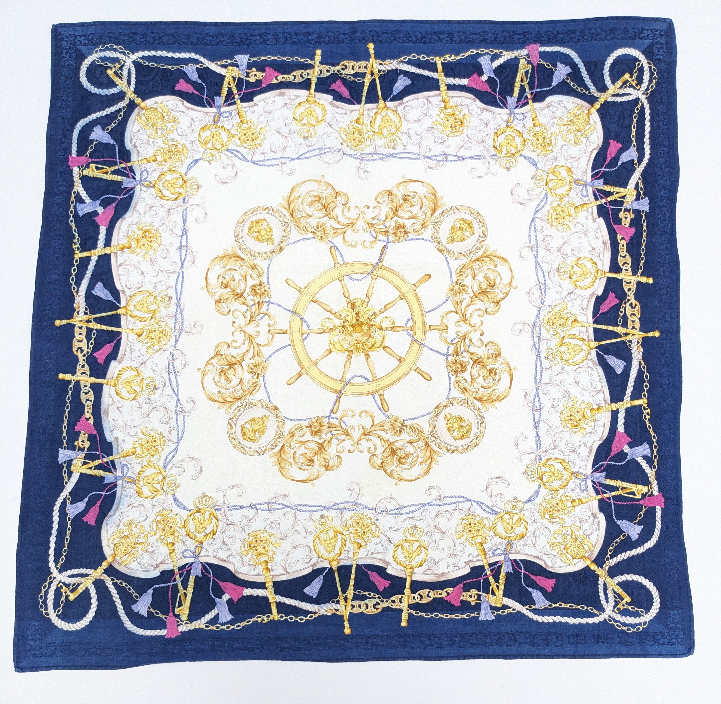Celine Celine Paris Nautical Key & Wheel Handkerchief Size ONE SIZE - 3 Thumbnail