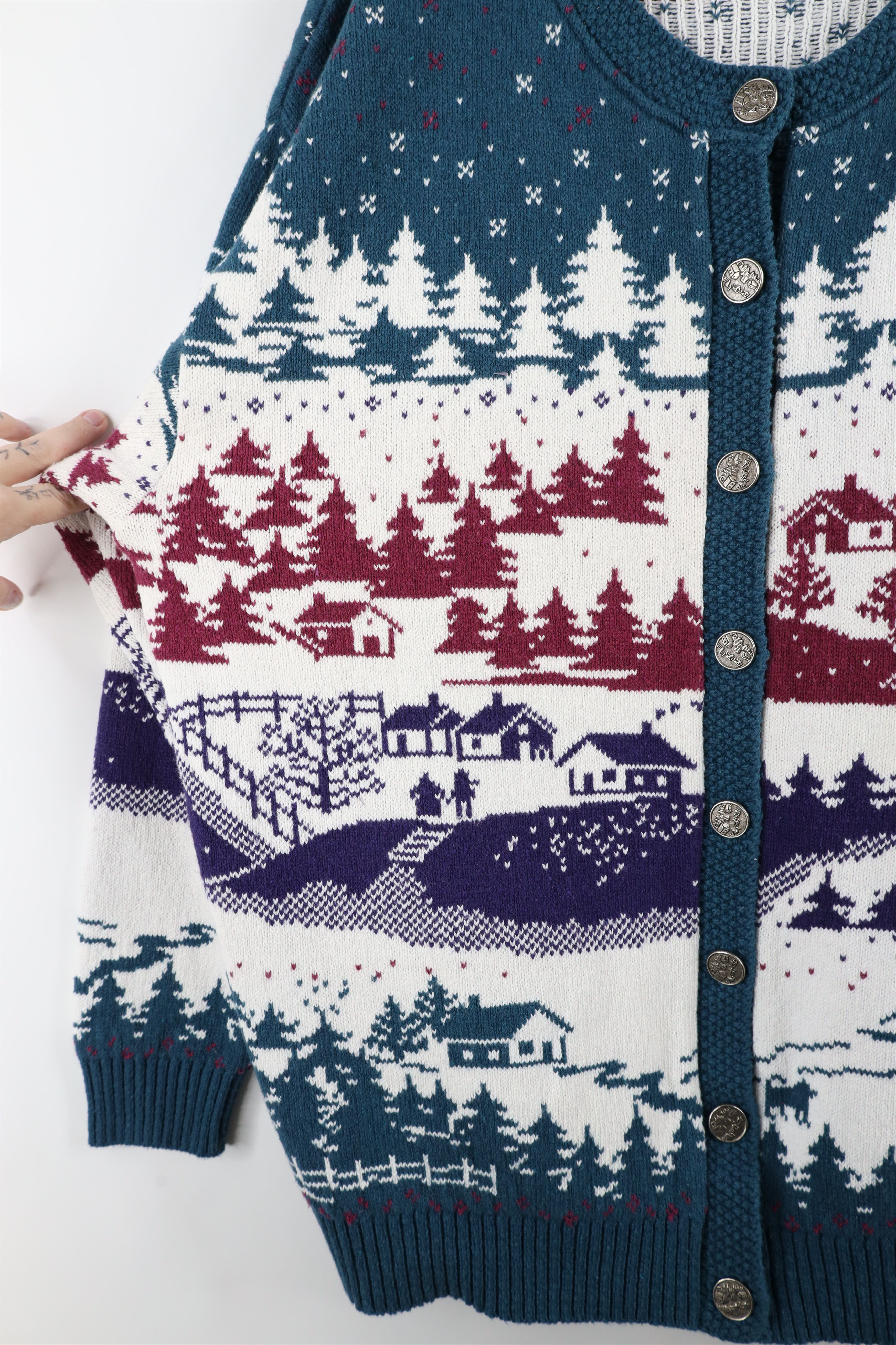 Vintage Vintage 90s Streetwear All Over Print Knit Cardigan Sweater Size XL / US 12-14 / IT 48-50 - 6 Thumbnail
