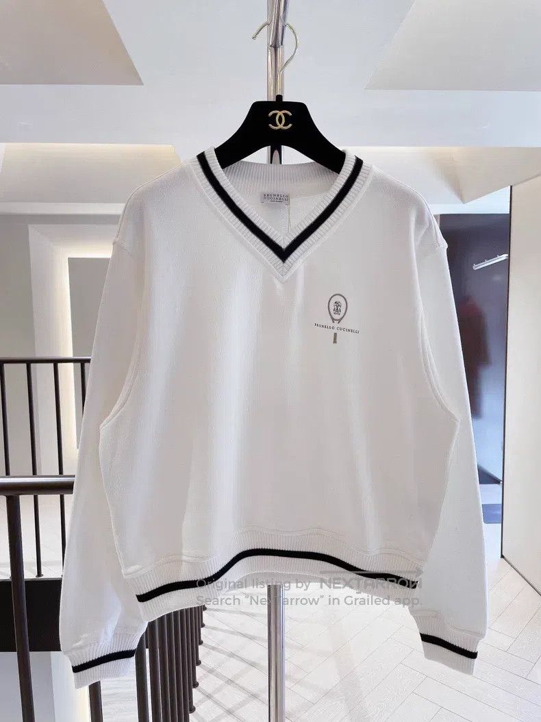 Brunello Cucinelli Brunello Cucinelli White tennis racket sweatshirt Size XS / US 0-2 / IT 36-38 - 1 Thumbnail