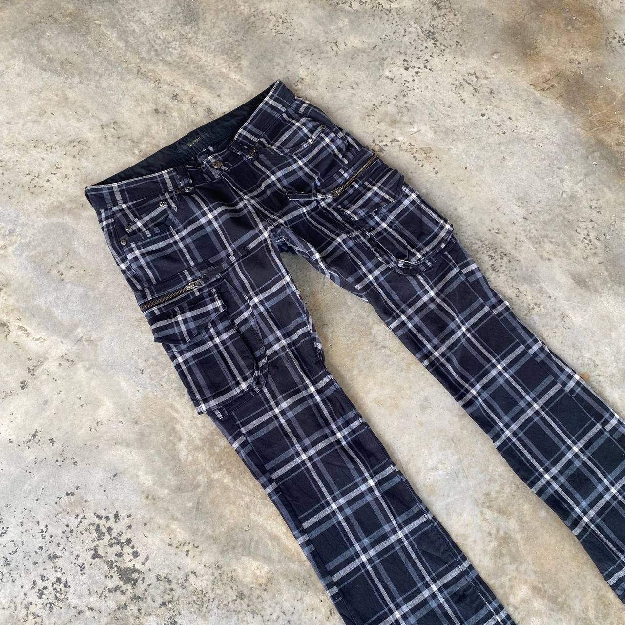 Japanese Brand BELL BELL CARGO CYBERPUNK PRISONER FLARED BONDAGE TARTAN Size US 29 - 6 Thumbnail