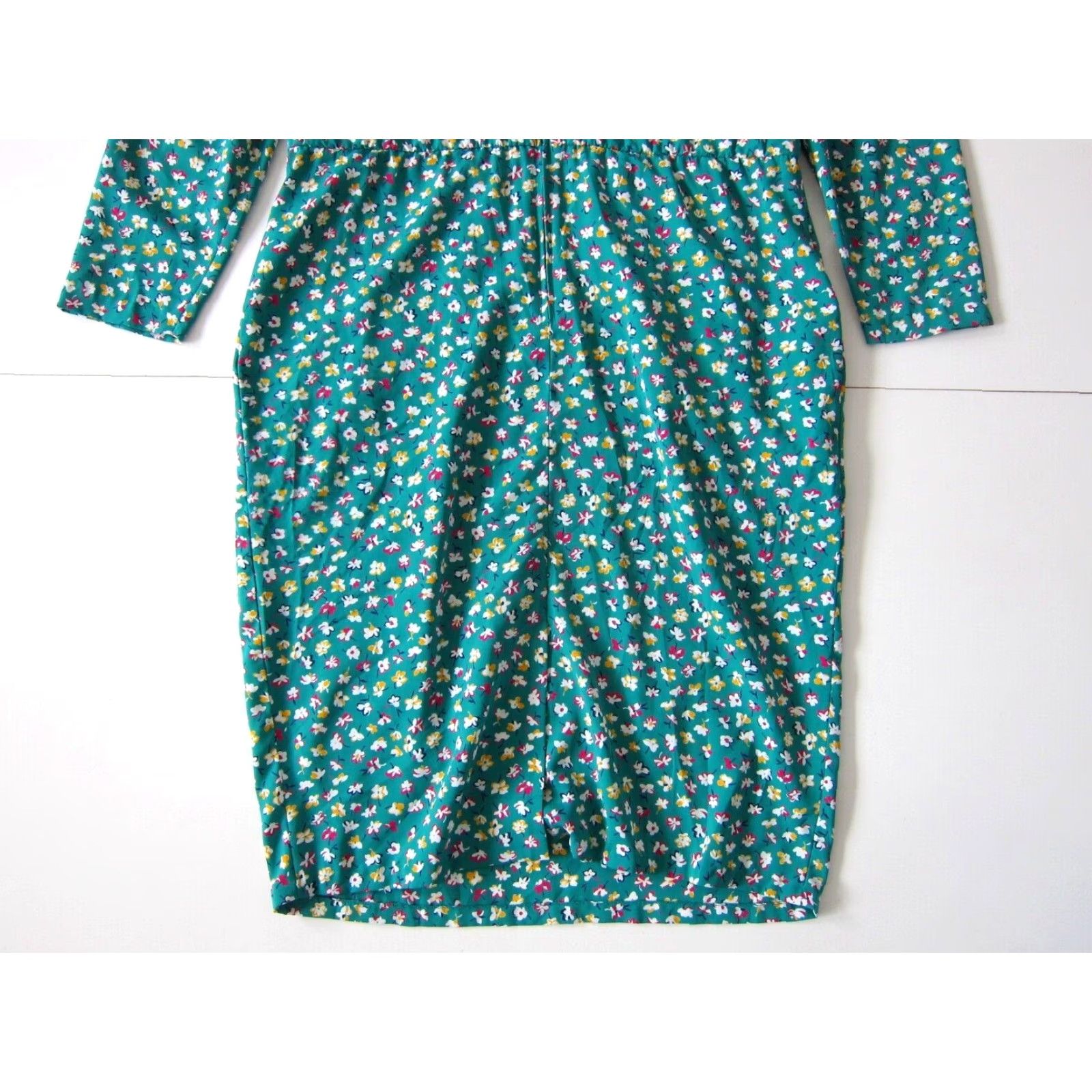 Vintage VINTAGE MS Chaus Dress Green Pink Floral Pocket Empire Waist Long Sleeve 12 Size XL / US 12-14 / IT 48-50 - 7 Thumbnail
