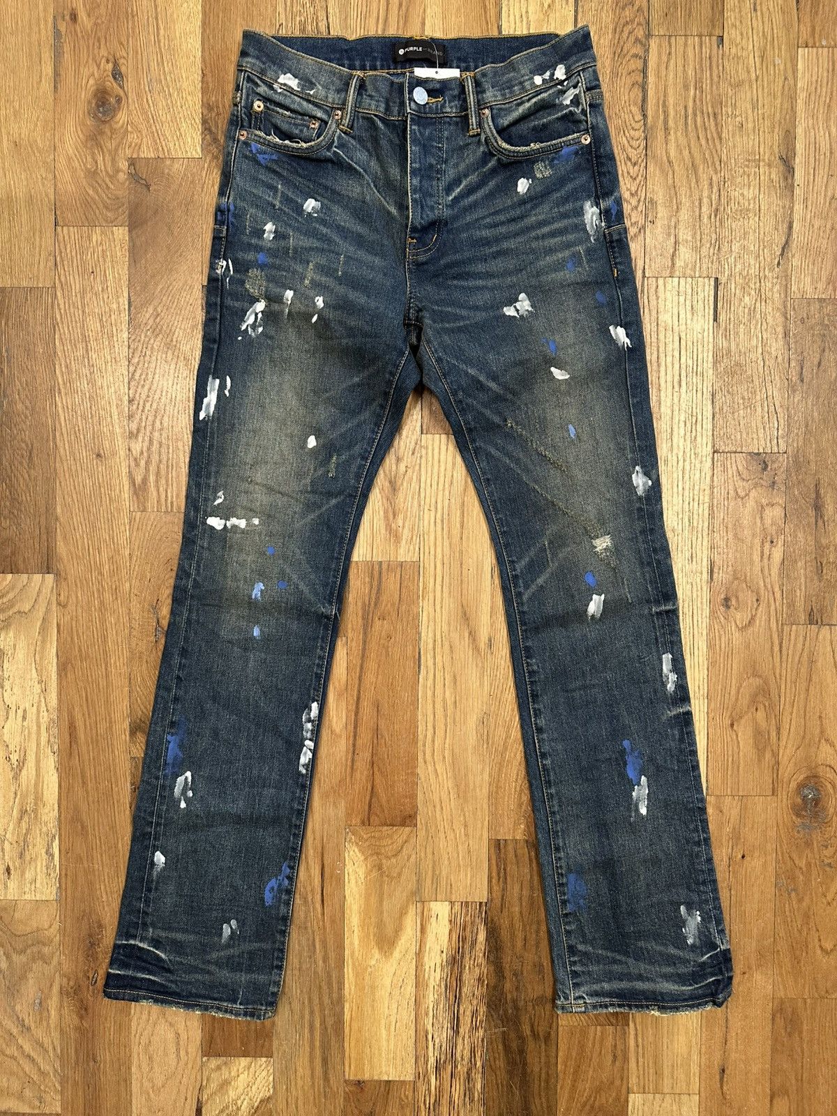 Purple Brand Purple Brand Paint Splatter Dark Blue Denim Jeans Size 31 Size US 31 - 1 Thumbnail