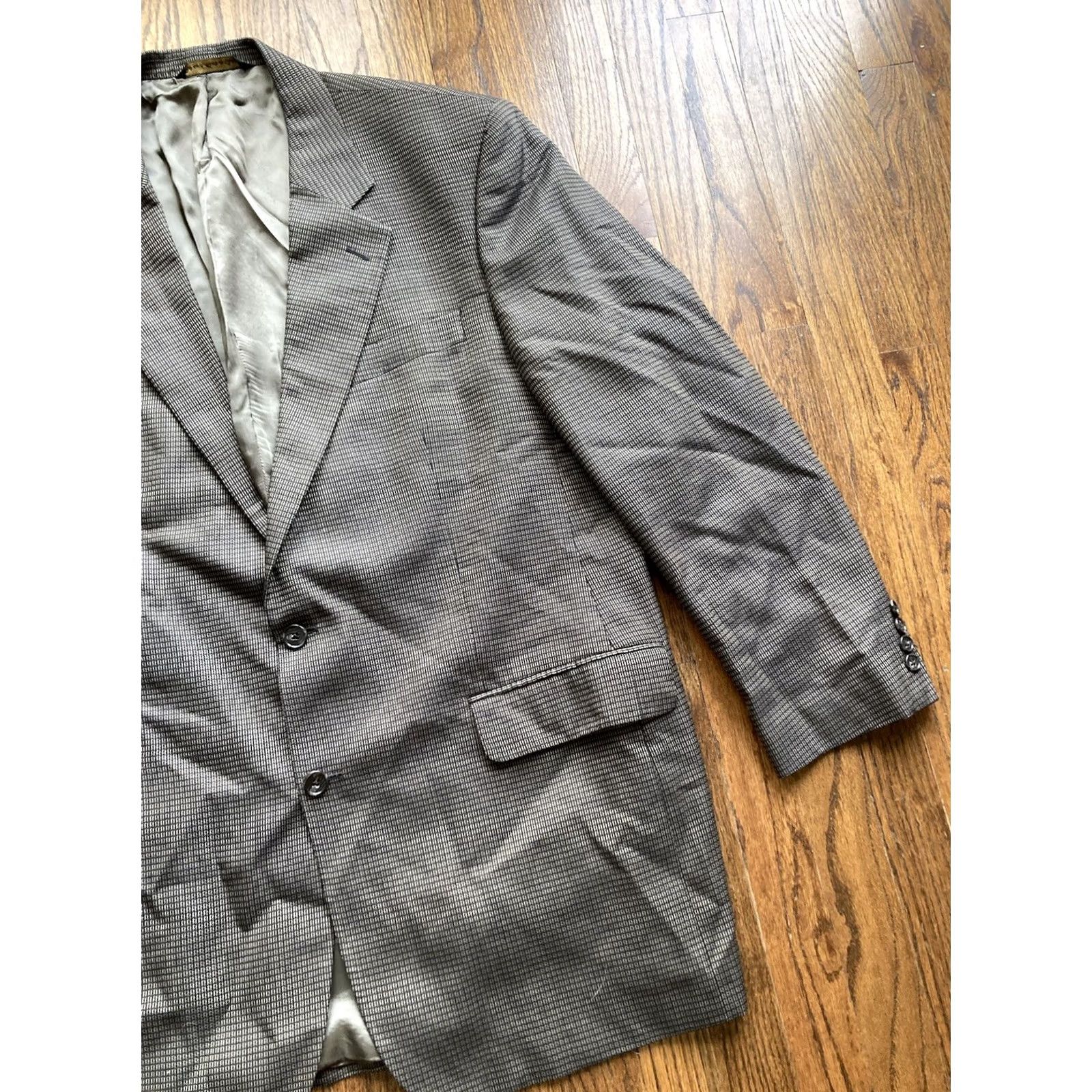 Jack Victor Jack Victor E.THOMAS SILK WOOL Mens Sport Coat Size 44L Long Brown Blazer Jacket Size 44R - 3 Thumbnail