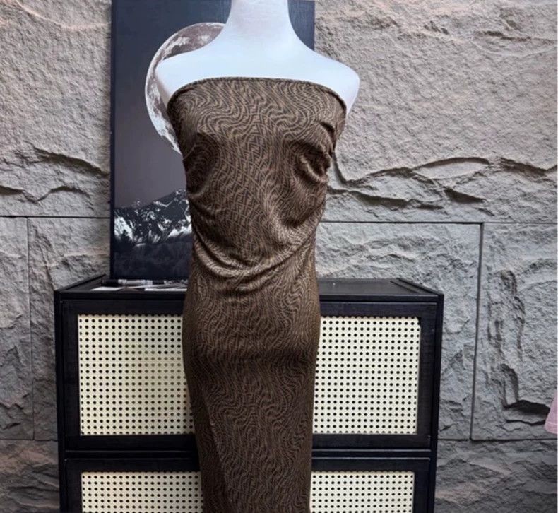 FENDI Logo Print Strapless Dress - dmc