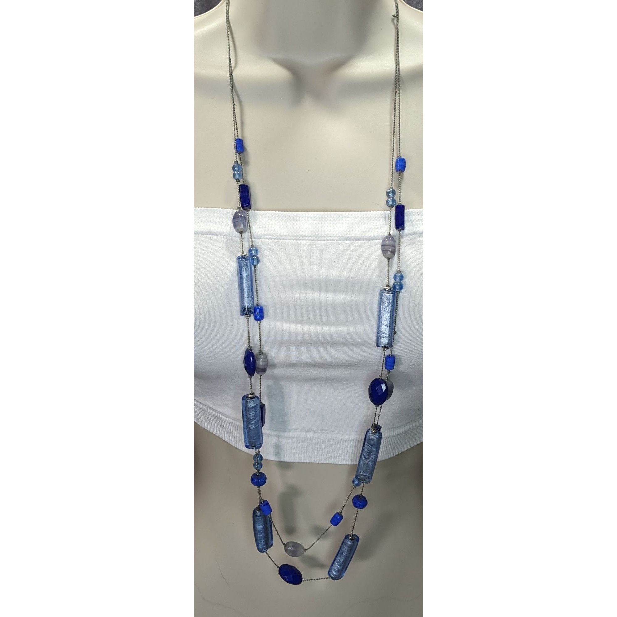 Other Vintage NY Blue Glass Beaded Layered Station Necklace Size ONE SIZE - 3 Thumbnail
