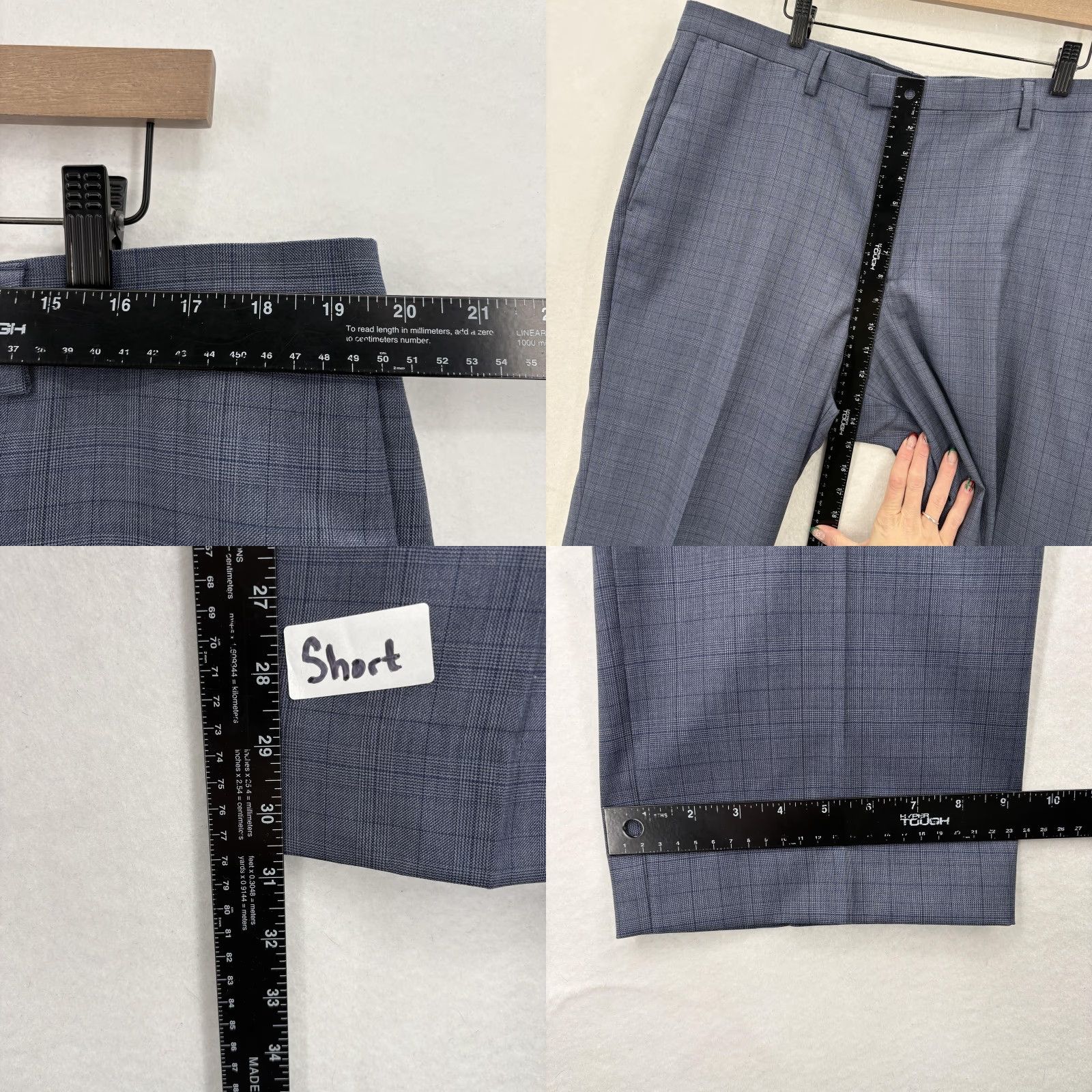 Banana Republic Banana Republic Dress Pants Mens 38x32 Blue Check Slim Fit Guabello Wool Lined Pants Size US 38 / EU 54 - 8 Thumbnail