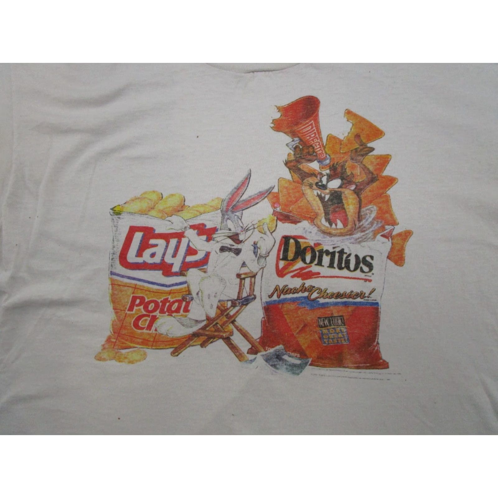 Fruit Of The Loom VTG 90s Looney Tunes Taz Bugs Bunny Doritos Lays Single Stitch SZ XL READ Size US XL / EU 56 / 4 - 2 Thumbnail