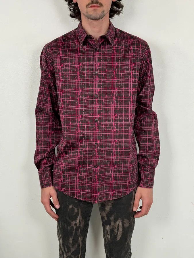 Versace SS2012 Versace Black & Pink Abstract Checkered Shirt Size US M / EU 48-50 / 2 - 2 Thumbnail