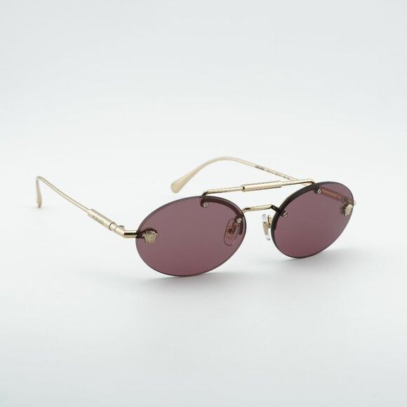 Versace Versace VE2295 1252/1A Sunglasses Gold Oval Frame Size ONE SIZE - 1 Thumbnail