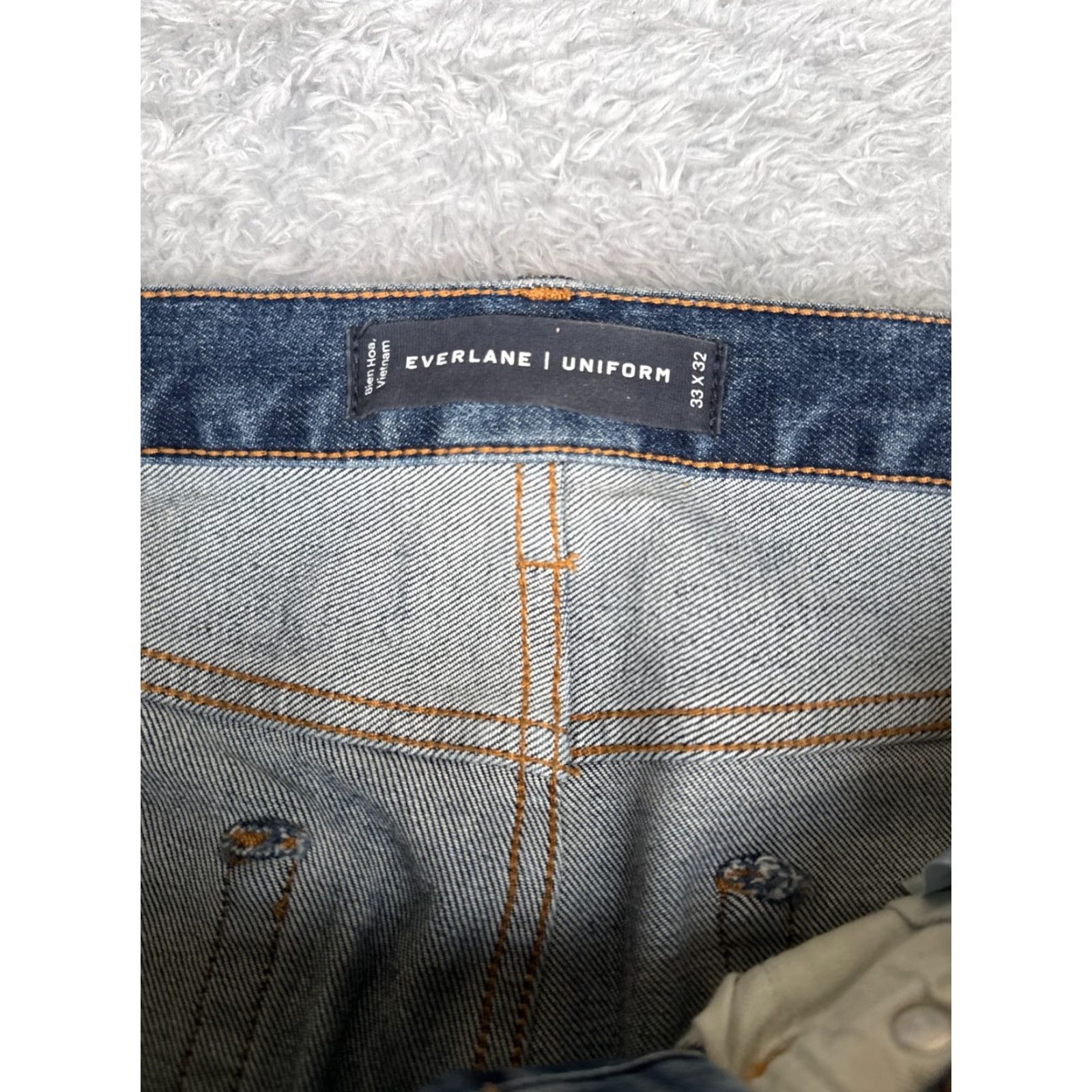 Everlane Everlane Jeans Mens 33x32 Blue Denim Slim Straight Leg Uniform Cotton Blend Work Size US 33 - 6 Thumbnail