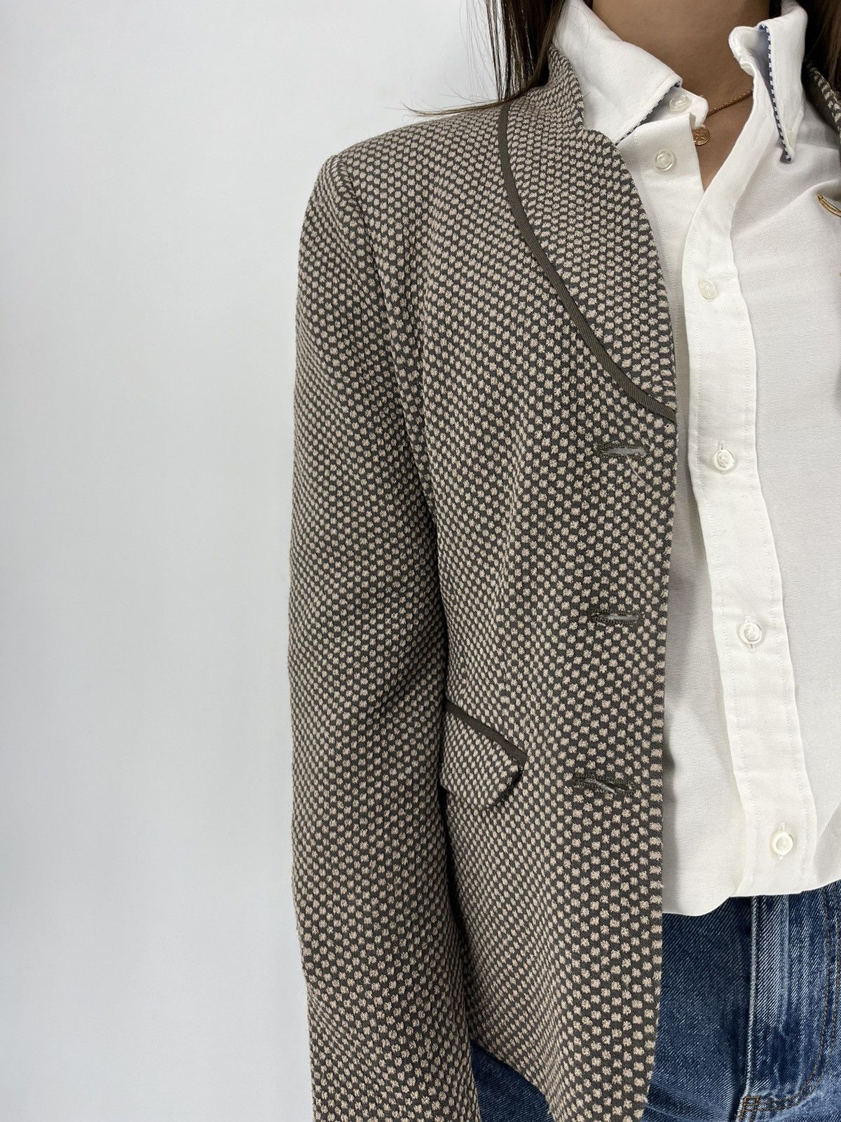 Armani × Armani Collezioni × Armani Exchange Armani Collezioni Light Gren-Brown Blazer Jacket Made Italy Size M / US 6-8 / IT 42-44 - 5 Thumbnail