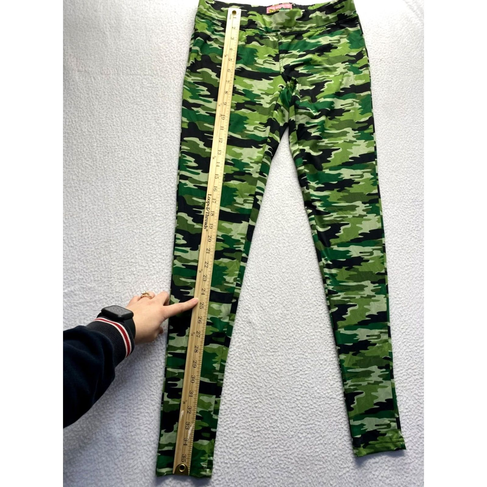 Vintage Womens Leggings Camouflage Print Small Green Polyester Spandex Tipsyelves Ankle Full-length Size 28" / US 6 / IT 42 - 4 Thumbnail