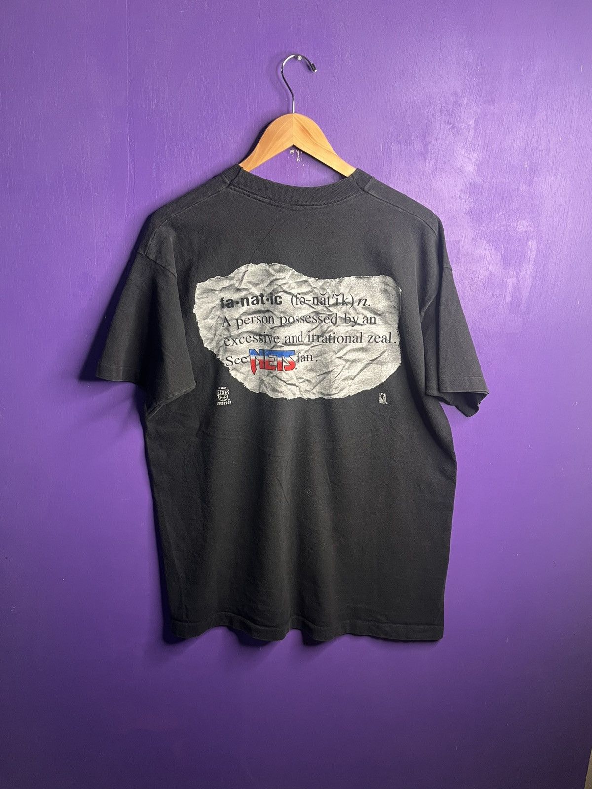 NBA × Vintage Vintage 90s New Jersey nets fanatic Afro t-shirt Size US XL / EU 56 / 4 - 2 Thumbnail