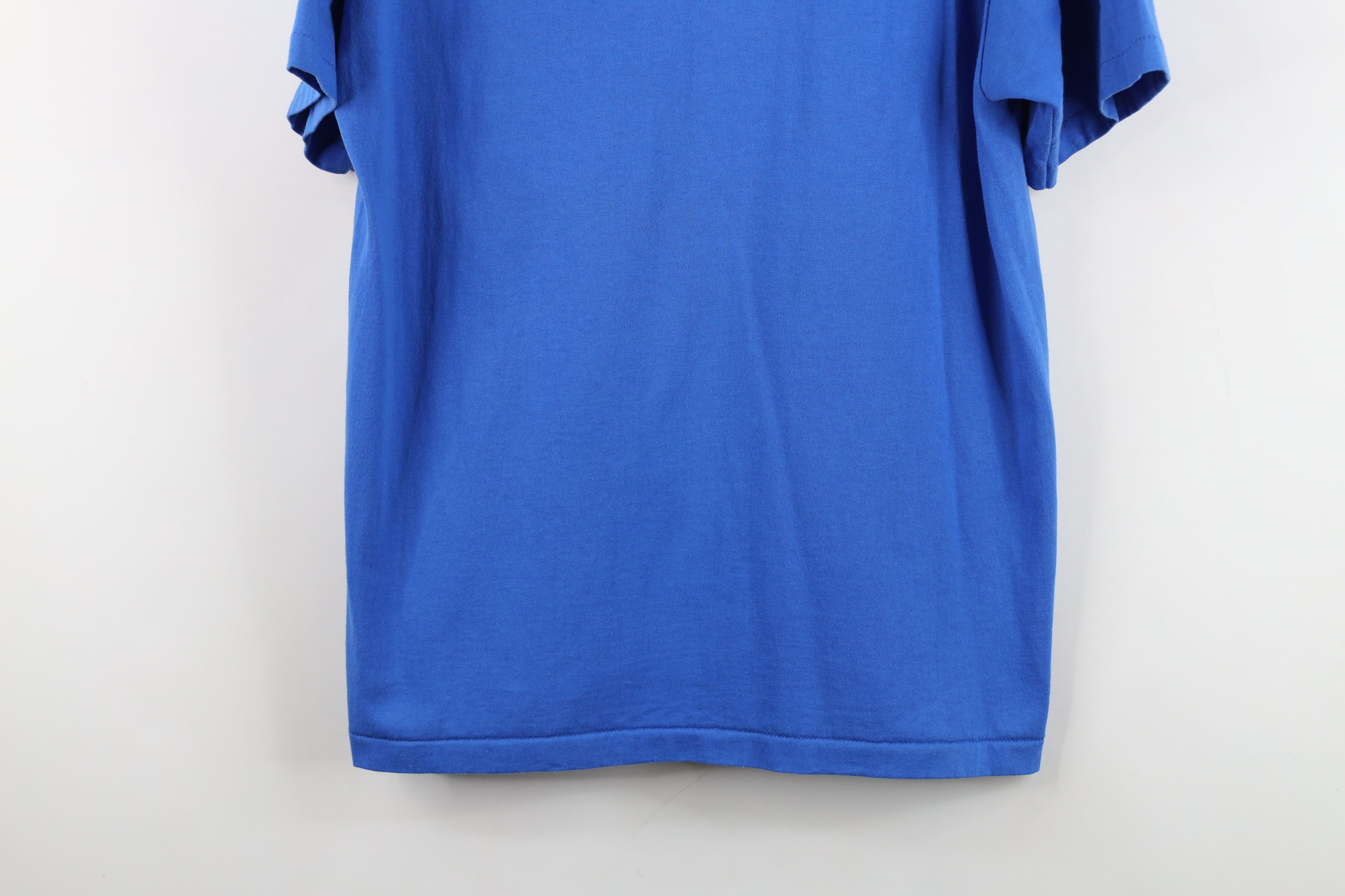 Hanes Vintage 90s Hanes Heavyweight Short Sleeve T-Shirt Blue USA Size US L / EU 52-54 / 3 - 3 Thumbnail