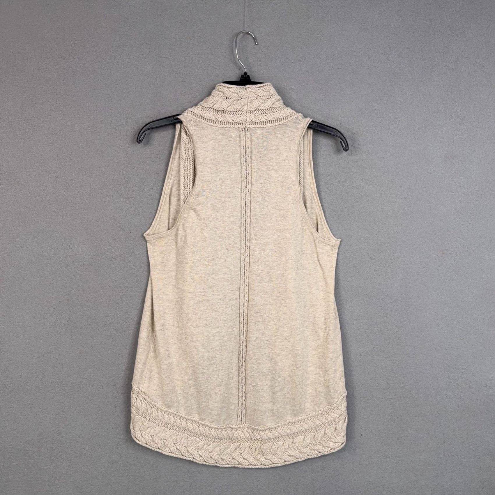 Banana Republic Banana Republic Sweater Vest Womens Medium Beige Collared Cable Knit Open Front Vest Size M / US 6-8 / IT 42-44 - 7 Thumbnail