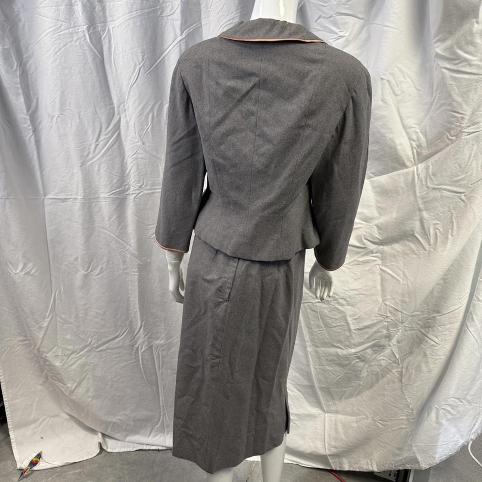 Vintage 1950s Vtg Gray Women’s Suit Wiggle Skirt Jacket Rockabilly M Size M / US 6-8 / IT 42-44 - 6 Thumbnail