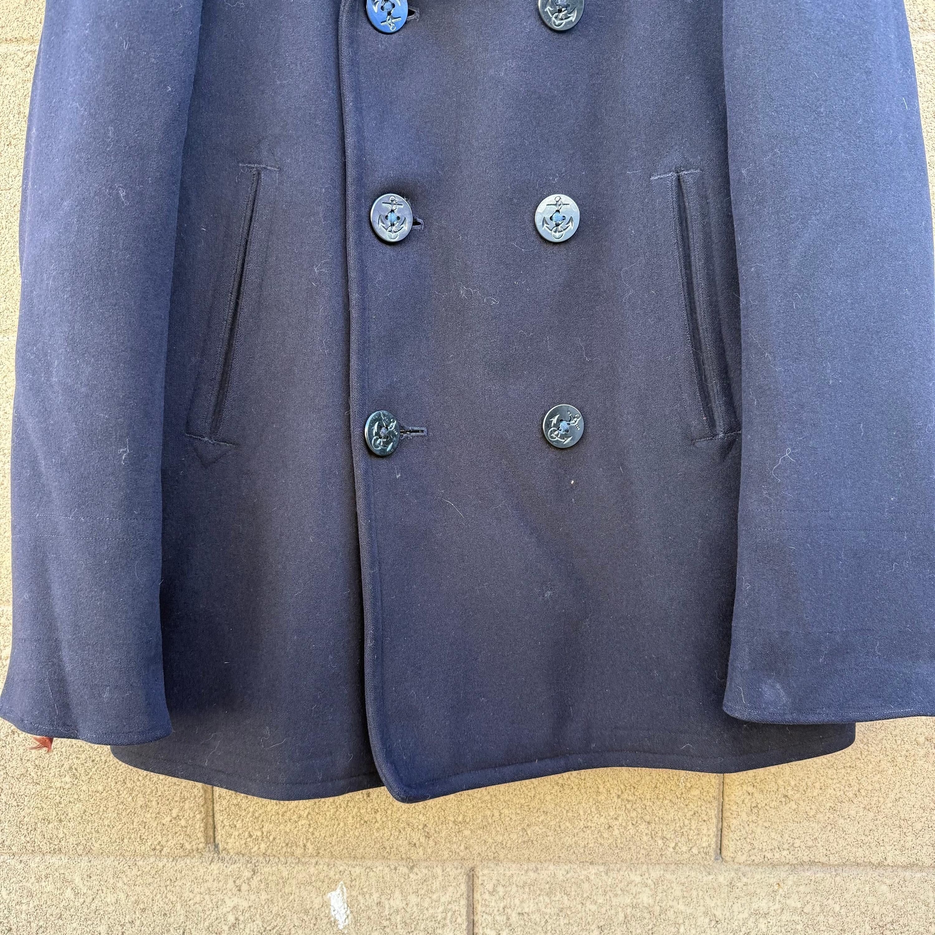 Vintage 40's USN Navy Wool Peacoat Dress Jacket Size US S / EU 44-46 / 1 - 9 Thumbnail