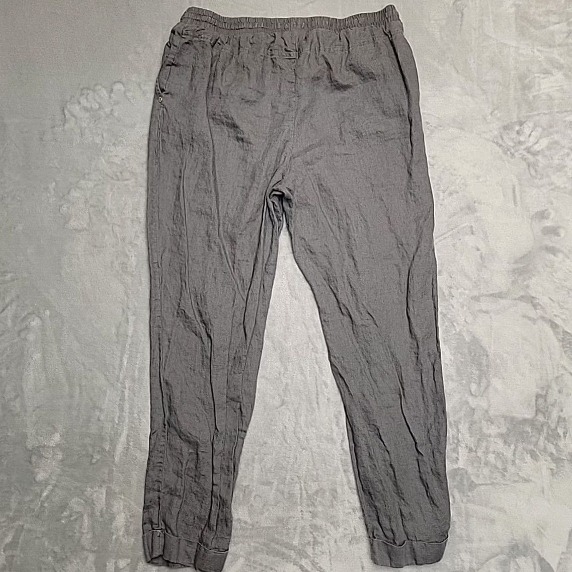 Ellen Tracy VTG Ellen Tracy Pants Womens M Gray 100% Linen Elastic Waist Drawstring Comfort Pants Mens Womens Girls Boys Size 32" / US 10 / IT 46 - 6 Thumbnail