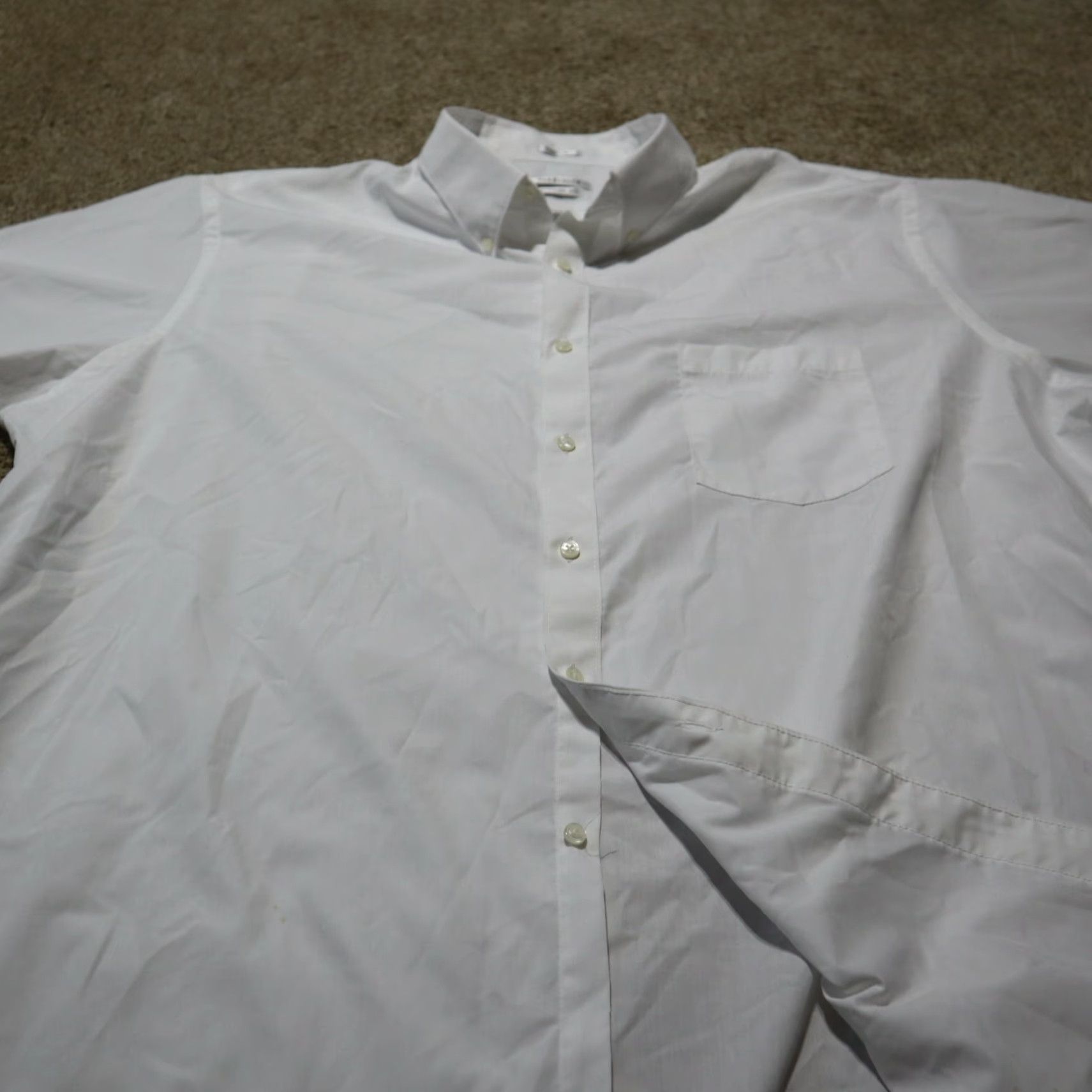 Van Heusen VINTAGE Van Heusen White Dress Shirt Men 18.5 Solid Collar Size 48R - 4 Thumbnail