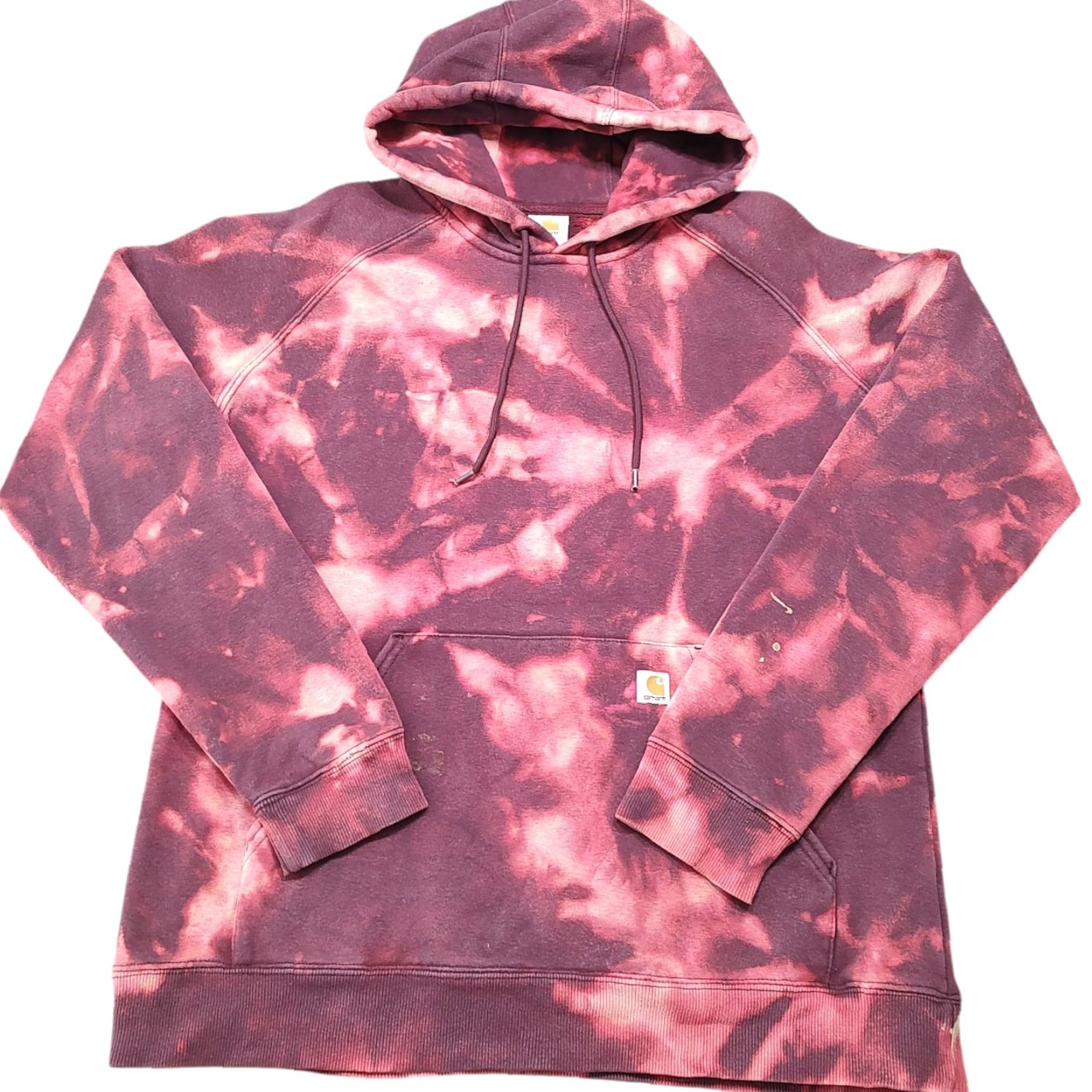 Carhartt VINTAGE Carhartt Womens S Pullover Hoodie Sweatshirt Acid Wash Tie Dye Dark Red Markings Hoodie Sweatshirt Tie-Dye Carhartt Logo Red Women’s XS? Size S / US 4 / IT 40 - 2 Thumbnail