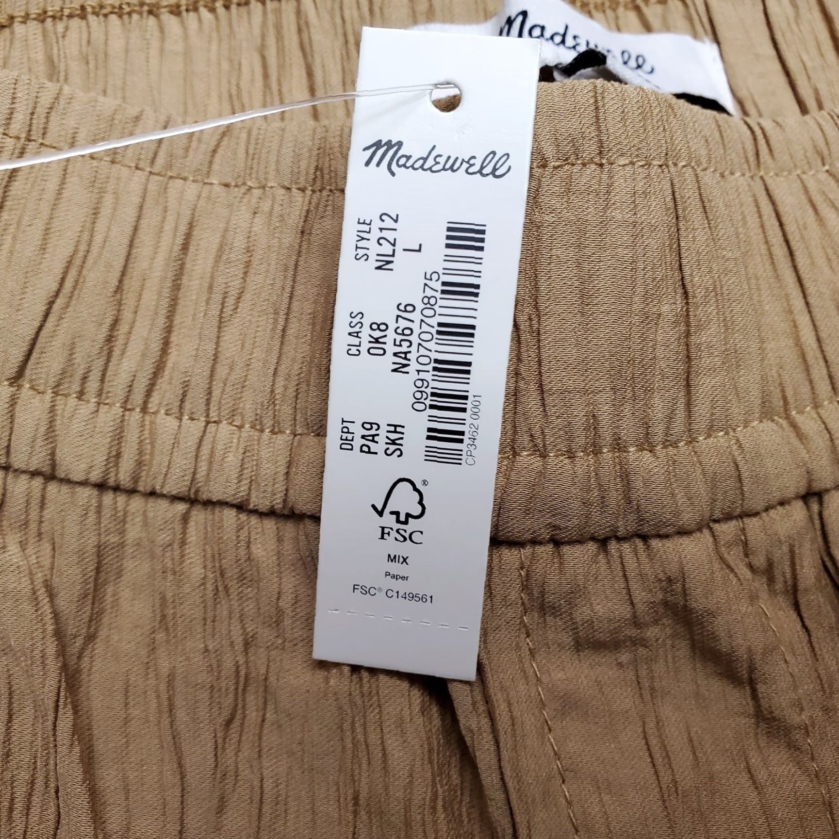 Madewell Madewell Pants Womens Large Brown Crinkle Wide Leg Crepe Elastic Waist Crop Size 36" / US 14 / IT 50 - 4 Thumbnail