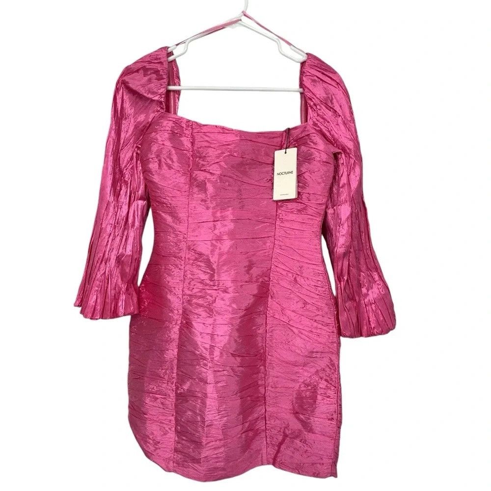 NOCTURNE NOCTURNE LIMITED EDITION BALLOON SLEEVE FUCHSIA DRAPED DRESS Size M / US 6-8 / IT 42-44 - 1 Thumbnail