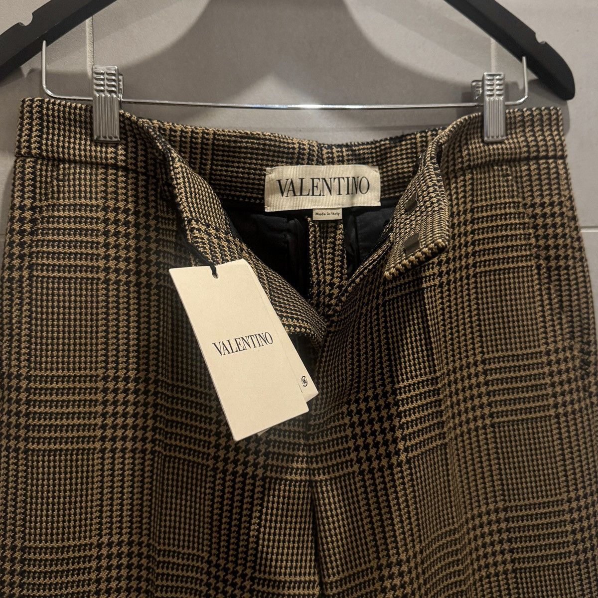 Valentino Wool Trousers with Glen Plaid Pattern and Turn-ups Size US 30 / EU 46 - 6 Thumbnail