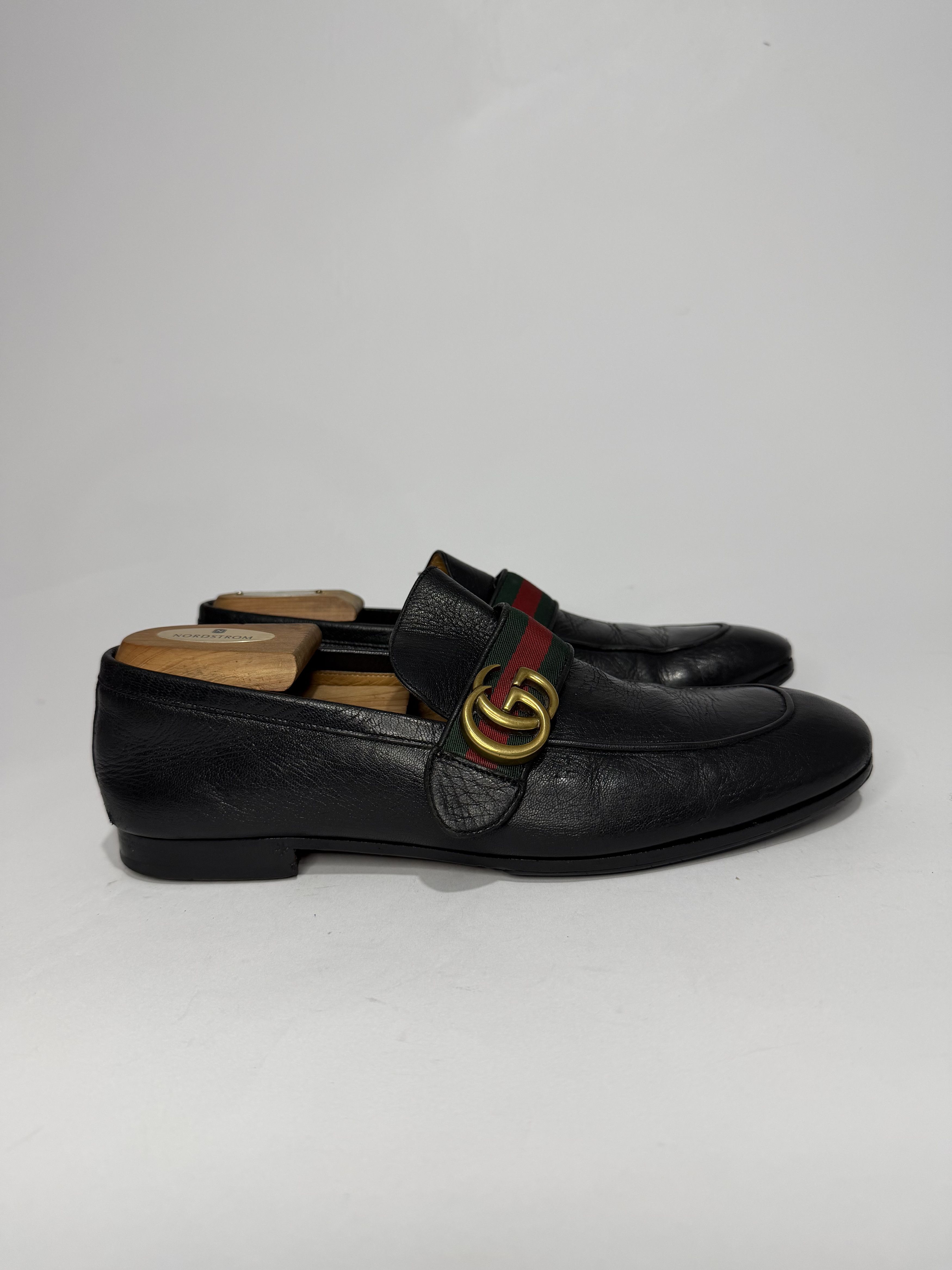 Gucci Gucci Black Leather GG Web Penny Loafers Size US 8.5 / EU 41-42 - 3 Thumbnail