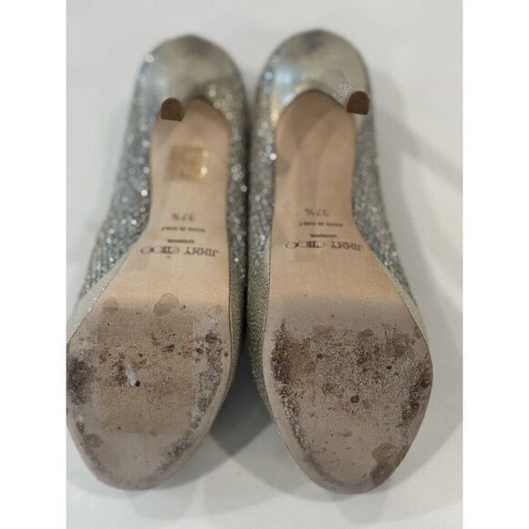 Jimmy Choo Jimmy Choo Luna Peep Toe Platform Pumps in Gold Glitter Size Size US 7.5 / IT 37.5 - 6 Thumbnail