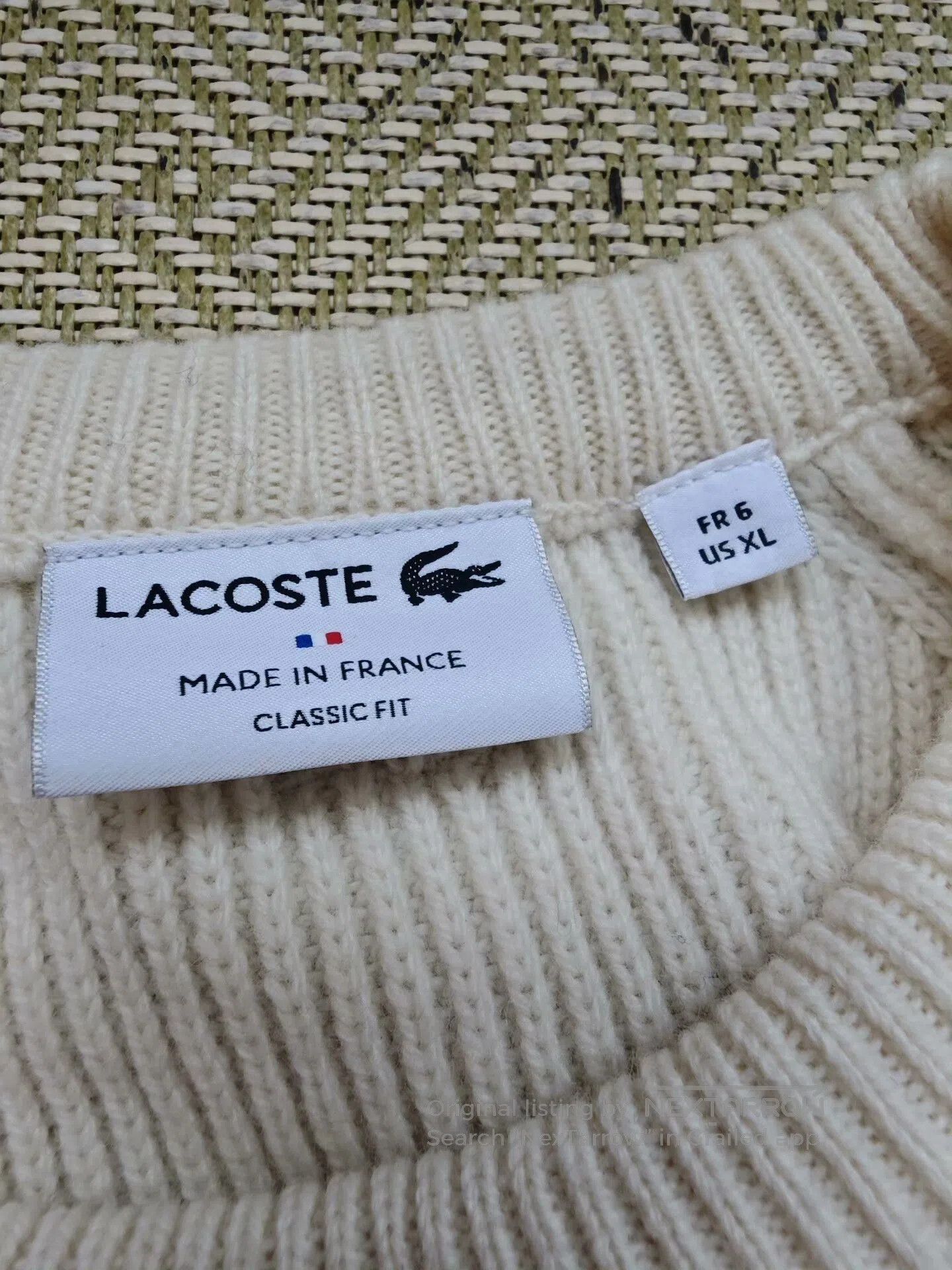 Lacoste lacoste ivory ribbed sweater with embroidery. Size US XL / EU 56 / 4 - 3 Thumbnail