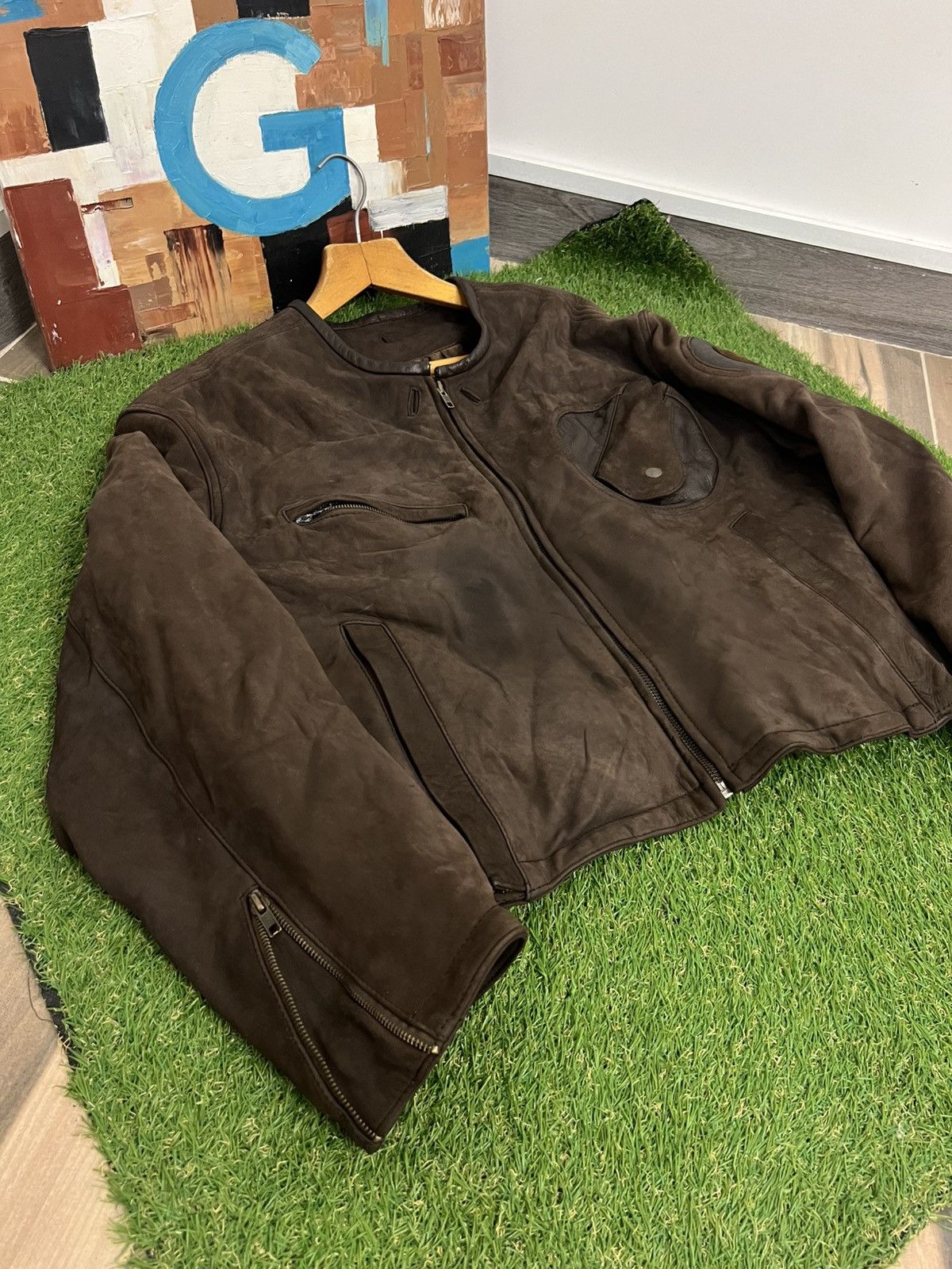 RARE 90s Archive Armani Jeans Flight Pilot Leather Bomber