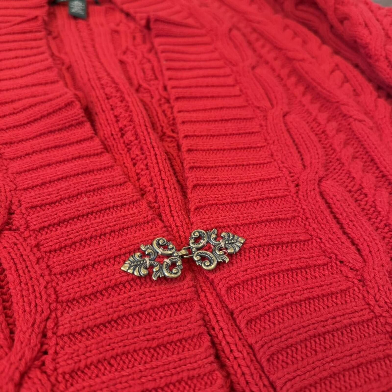 Lauren Ralph Lauren Vintage Lauren Ralph Lauren cable knit long cardigan sweater Size L / US 10 / IT 46 - 4 Thumbnail