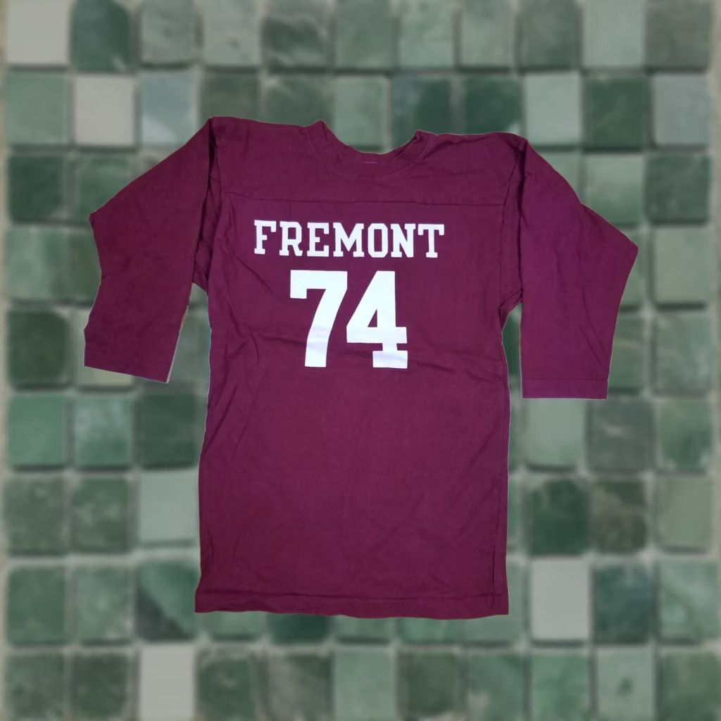 Champion VINTAGE Champion University of Fremont Cotton Football Jersey SZ M Shirt Men Burgundy USA 70s 26” Back 18” Chest Bar Blue Bar Size US M / EU 48-50 / 2 - 1 Thumbnail