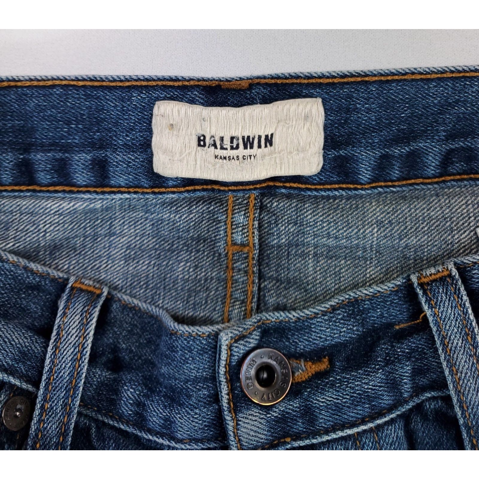 Vintage Baldwin The Henley Slim Selvedge Blue Jeans Made USA Mens 34 (34 x 30 Actual) Size US 34 / EU 50 - 2 Thumbnail
