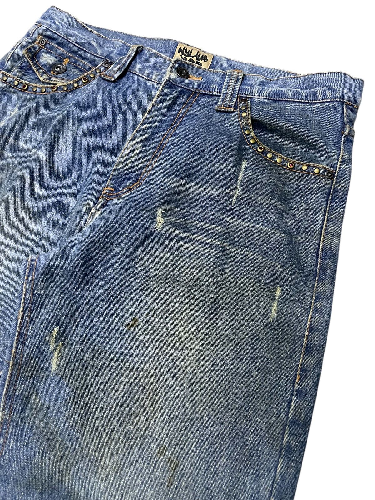 Japanese Brand × Le Grande Bleu (L.G.B.) × Tornado Mart Nylaus Japan Spiral Flare Studded Rhinestones Muddy Jeans Size US 32 / EU 48 - 10 Thumbnail