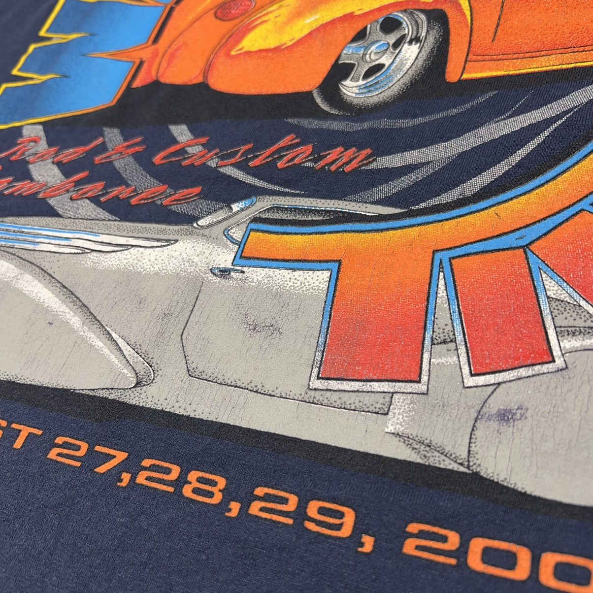 Fruit Of The Loom × Vintage Car Tee Shirt Blue Hot Rod Classic Custom Retro Graphic Size US XL / EU 56 / 4 - 12 Thumbnail