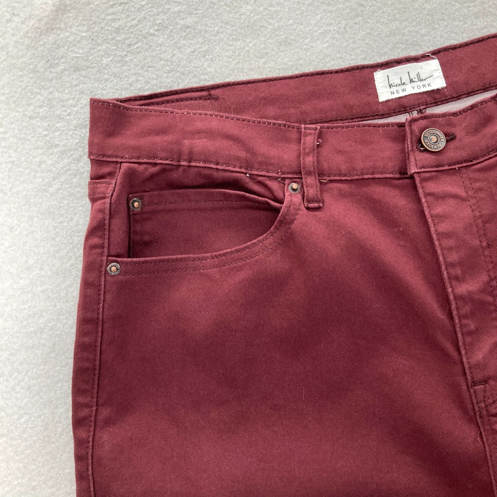 Nicole Miller Nicole Miller Soho Skinny Ankle Jeans Women's 14 Red Stretch Denim Cargo Pockets Jeans Size 24" / US 00 / IT 34 - 4 Thumbnail