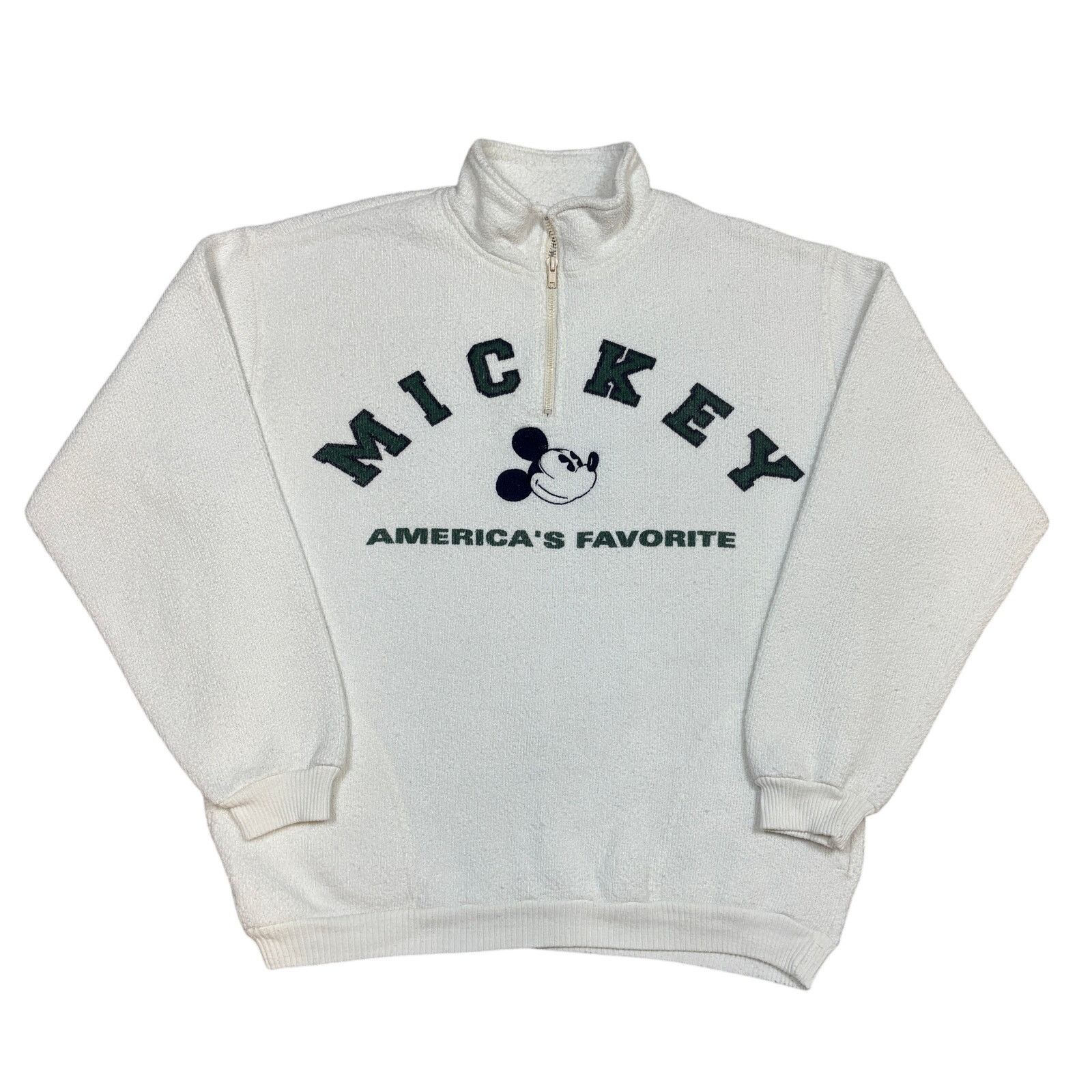 Disney × Vintage VTG 90s Disney Mickey America's Favorite 1/4 Zip Pullover L Size US L / EU 52-54 / 3 - 1 Thumbnail