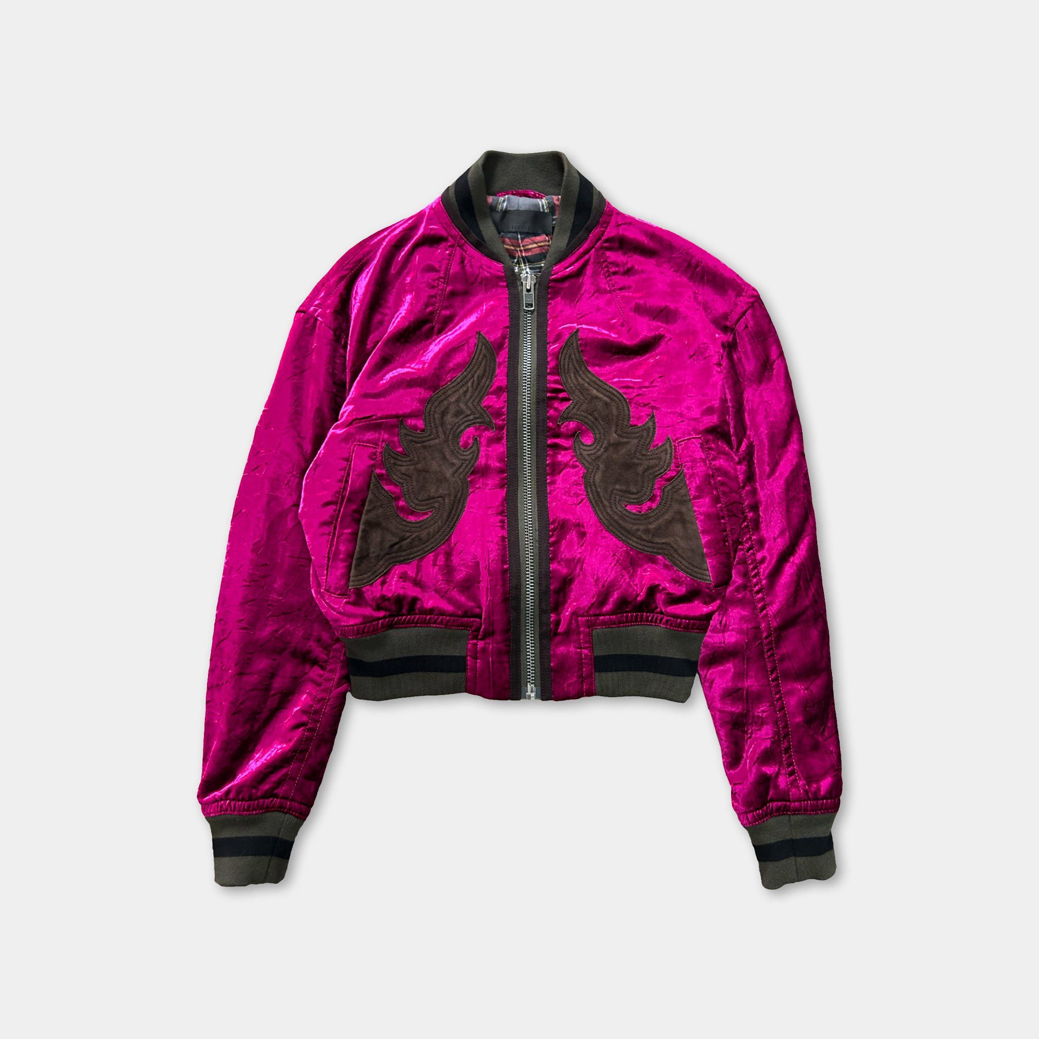 Haider Ackermann Haider Ackermann Pink Velvet Varsity Jacket Size US S / EU 44-46 / 1 - 1 Thumbnail