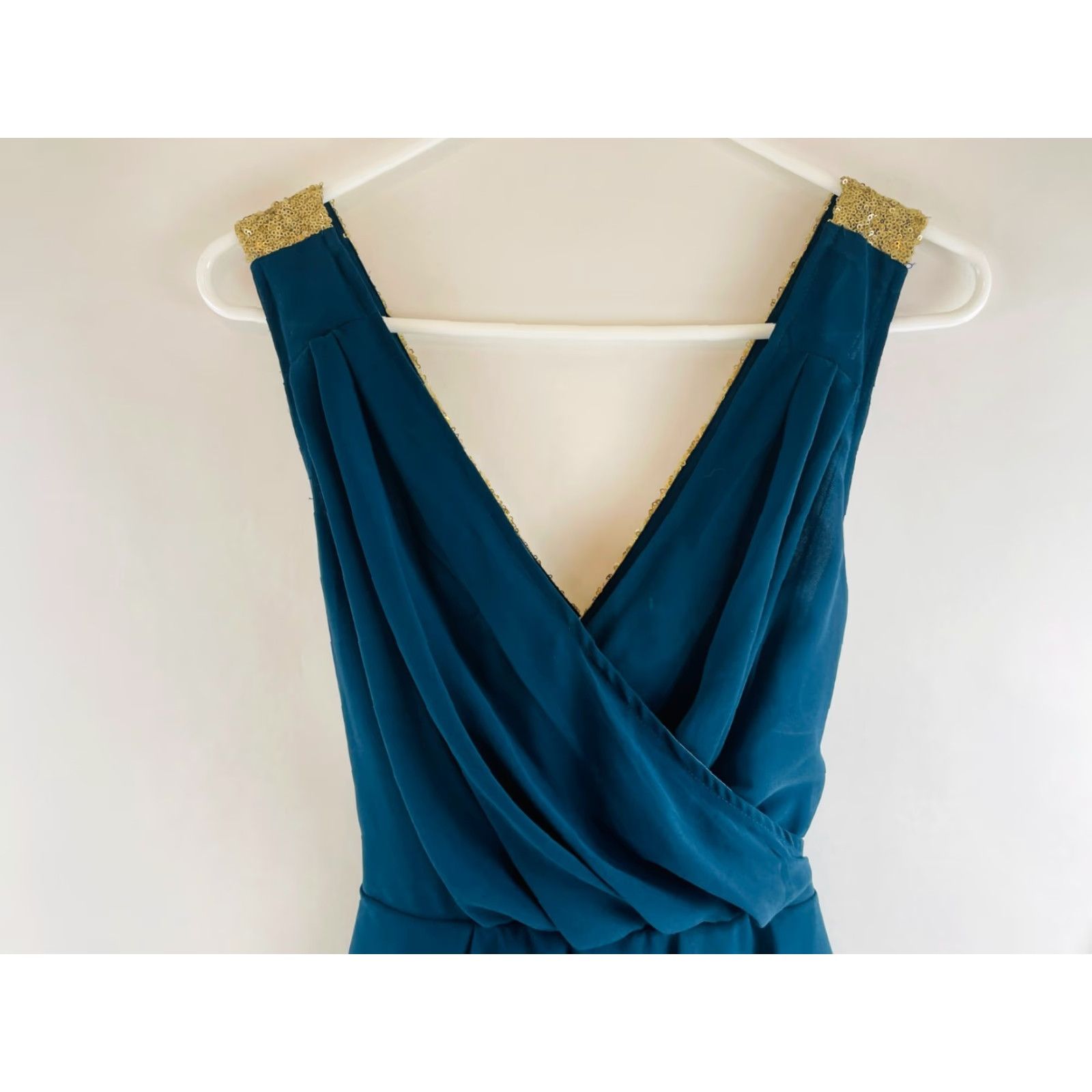 Altea CALS Cocktail Dress Women's Size L Teal Gold Sequin Above the Knee Cross Back Size L / US 10 / IT 46 - 3 Thumbnail