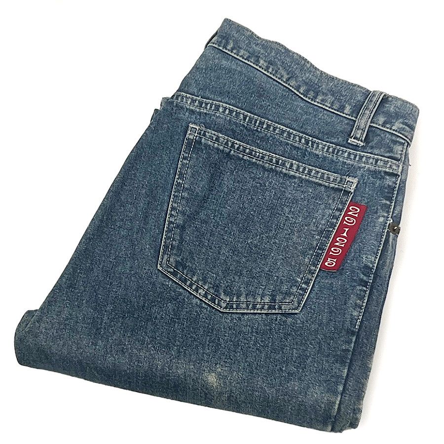 Homme Blue Indigo Embroidered Denim Vintage Jeans from Japan