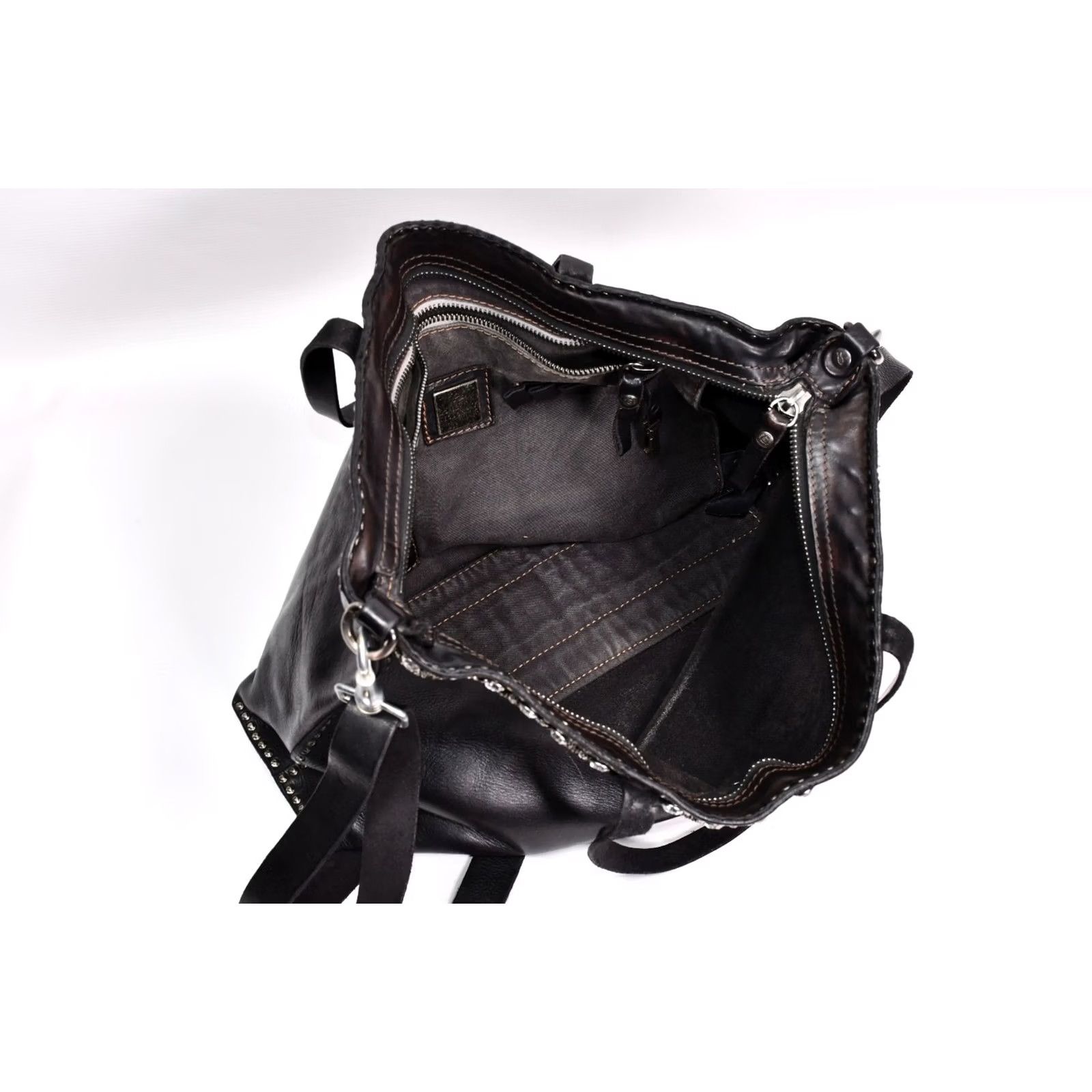 Campomaggi Campomaggi Tote Black Leather Women’s Large Studded Handbag Vintage No Size ONE SIZE - 6 Thumbnail