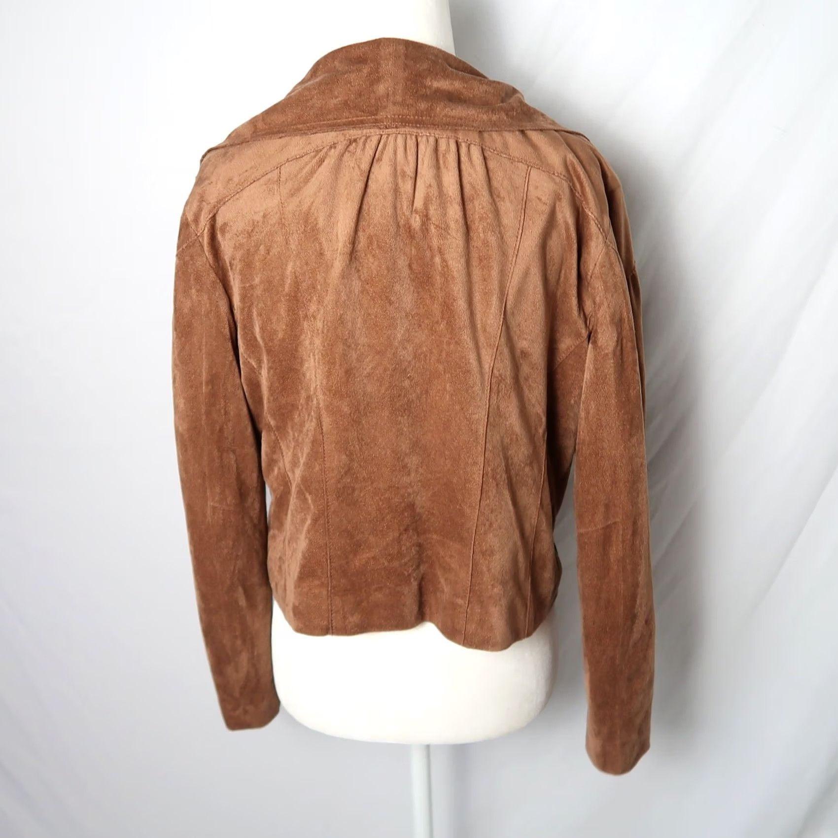 NIC+ZOE NIC+ZOE Cognac Brown Faux Suede Moto Jacket MP Woman Petite Medium M Size M / US 6-8 / IT 42-44 - 5 Thumbnail