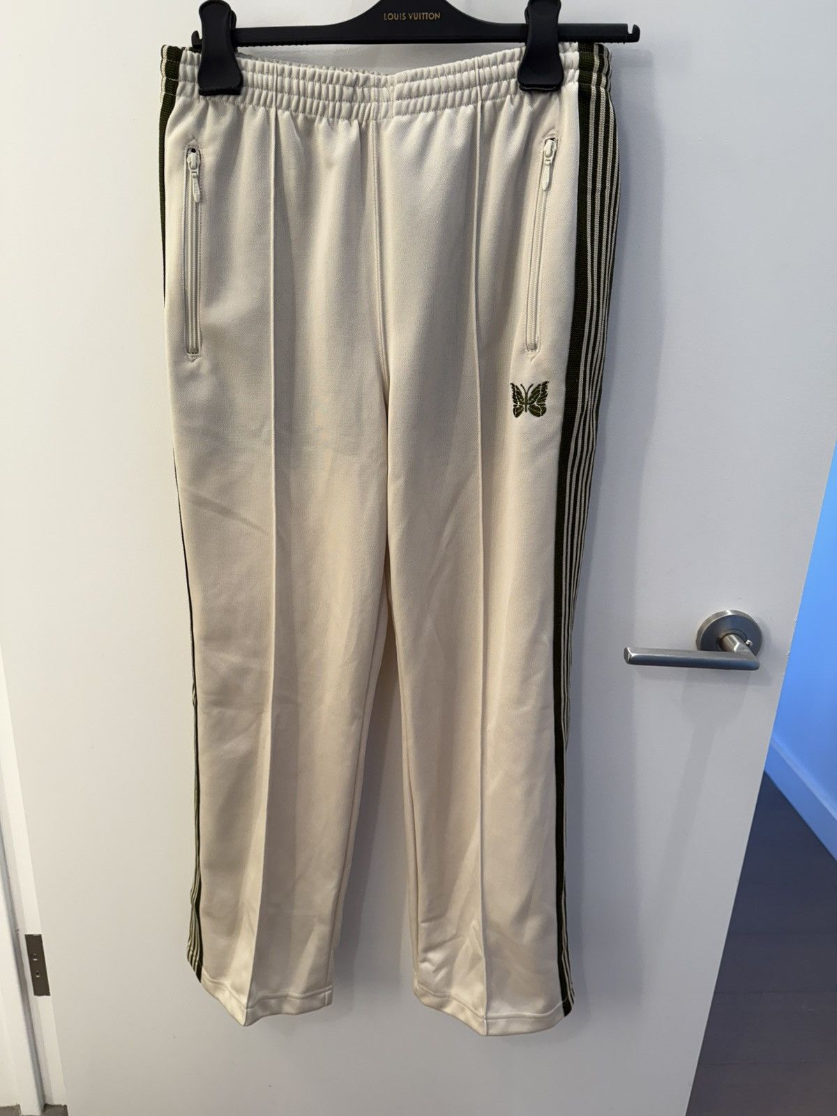 Needles Needles track pants off white / green size small 30-32 waist Size US 32 / EU 48 - 1 Thumbnail