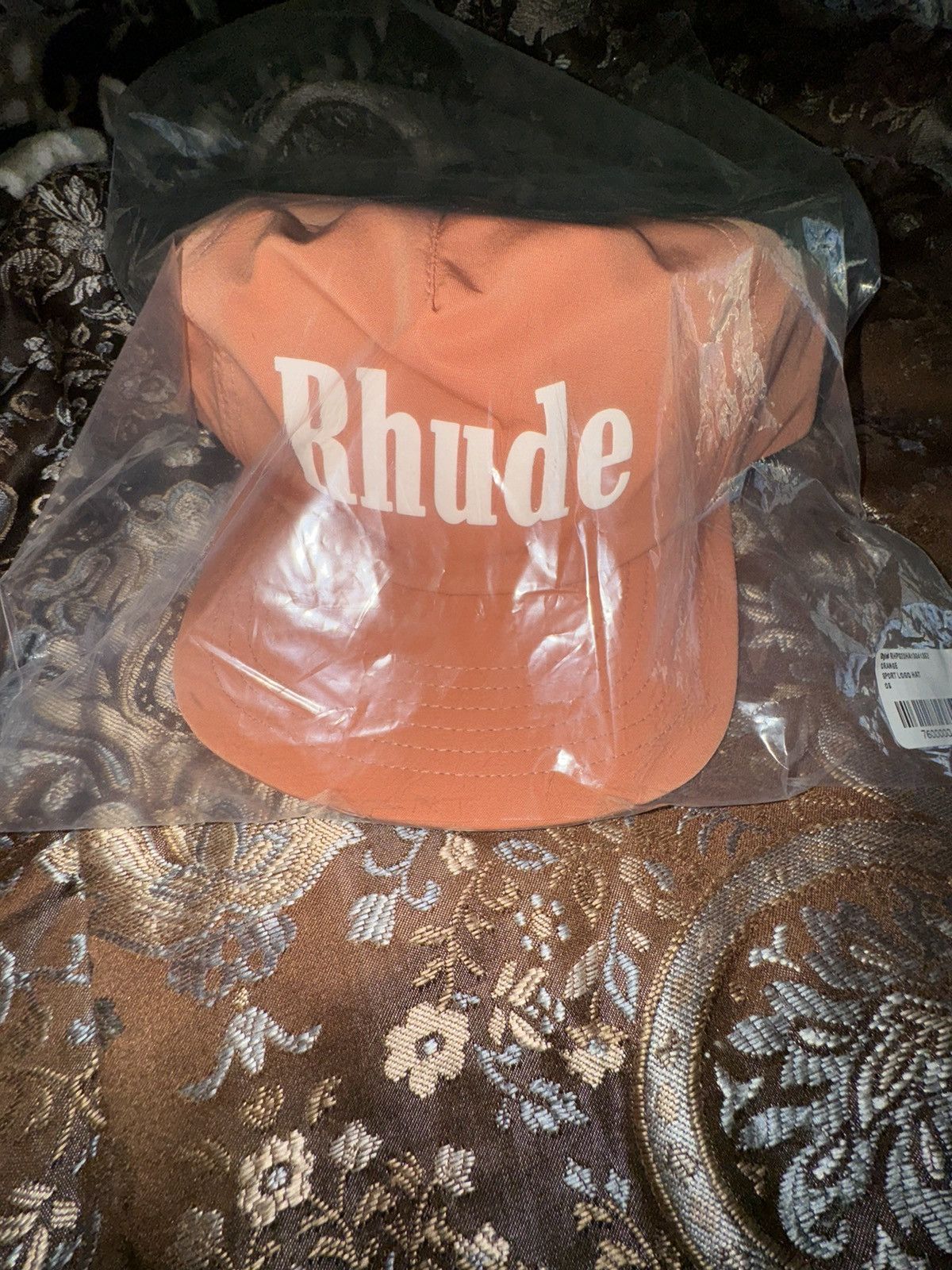 image of Rhude Orange Sport Logo Hat, Men's