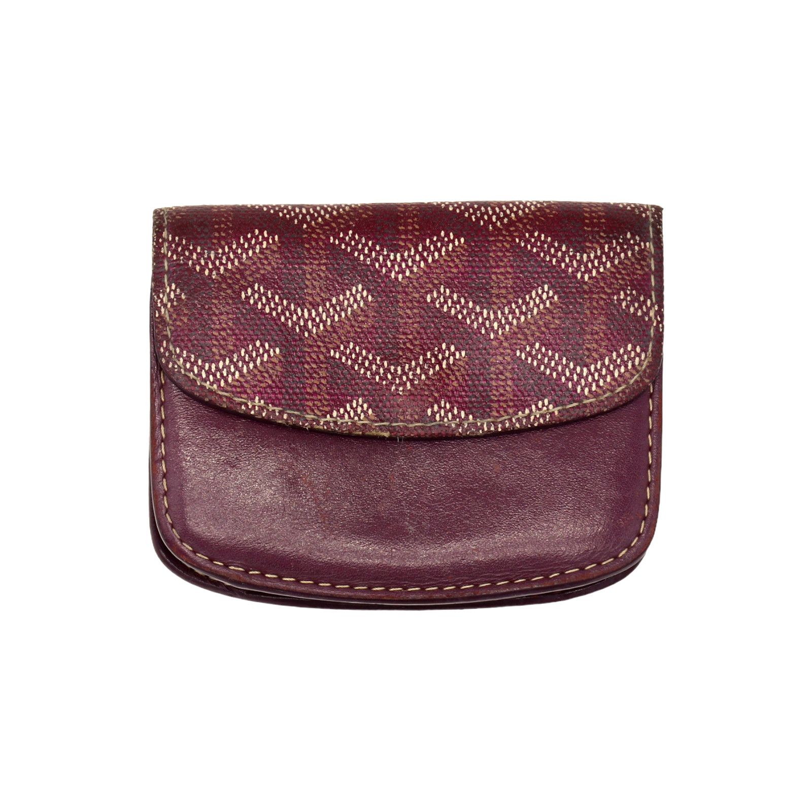 image of Goyard Snap Card Wallet - Burgundy Goyardine, Women's