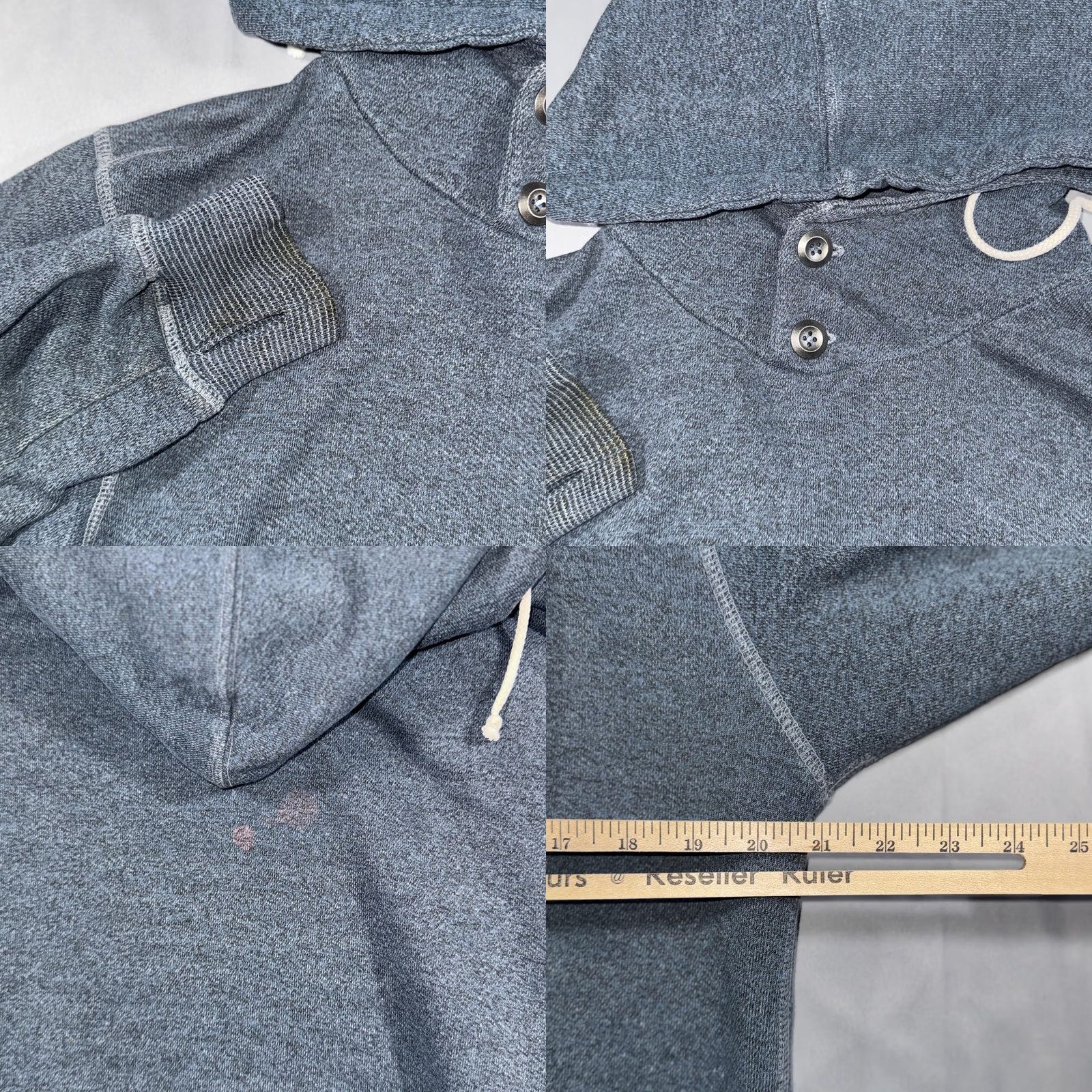 KangaROOS Iron & Resin Hoodie Mens M Blue Henley Kangaroo Pocket Knit Pullover Henley Hooded Sweatshirt Regular Crew Neck Long Sleeve Front Logo Pocket Size US M / EU 48-50 / 2 - 8 Thumbnail