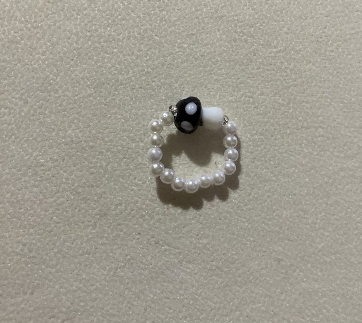 Other Black mushroom and white beaded ring Size ONE SIZE - 1 Preview