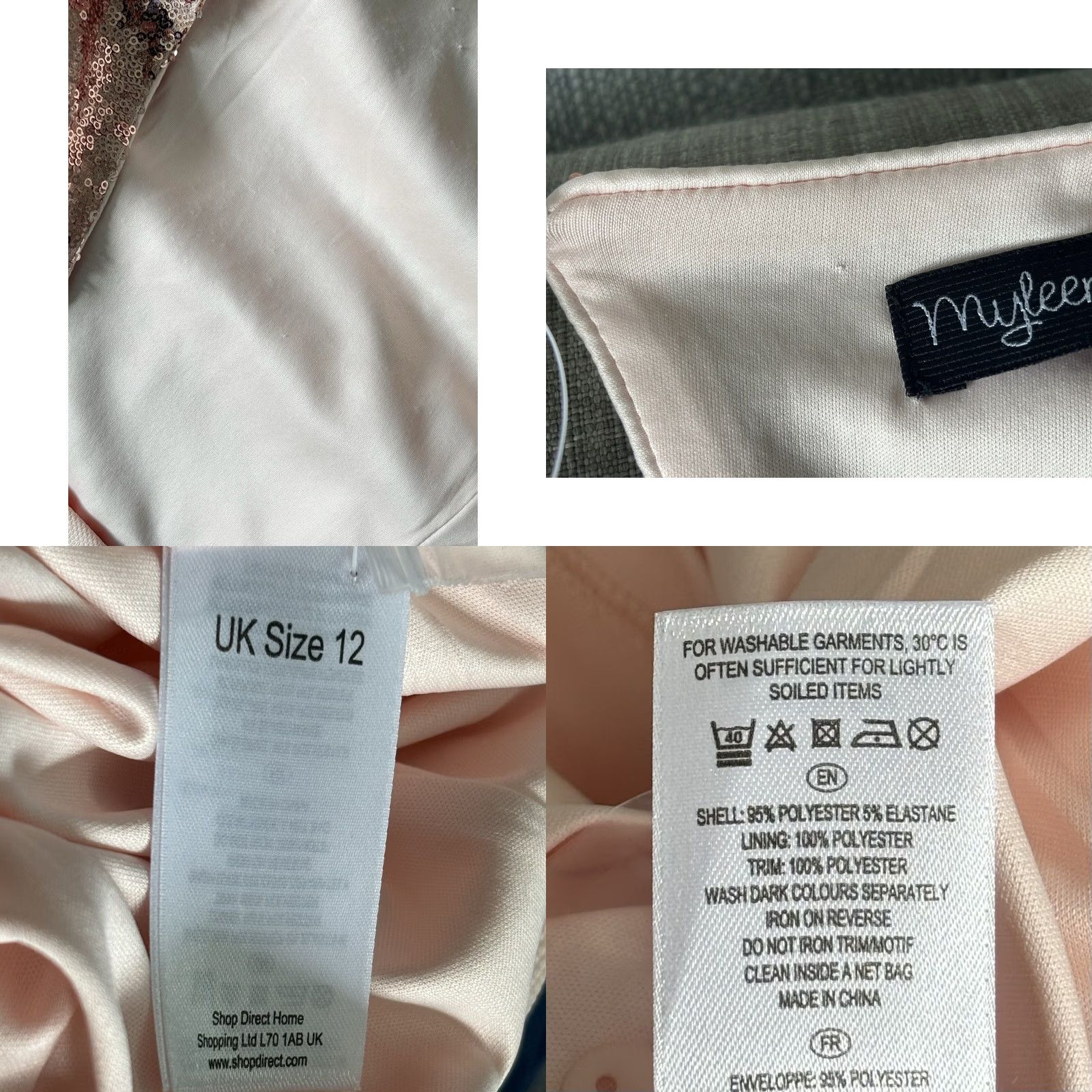 Vintage VINTAGE? No - (Oops): Myleene Klass Dress Open Backed Sequin Shoulders Bodycon Pink 12 UK Women Short Sleeve Party/Cocktail Wedding Formal Summer BNWT Size XL / US 12-14 / IT 48-50 - 8 Thumbnail